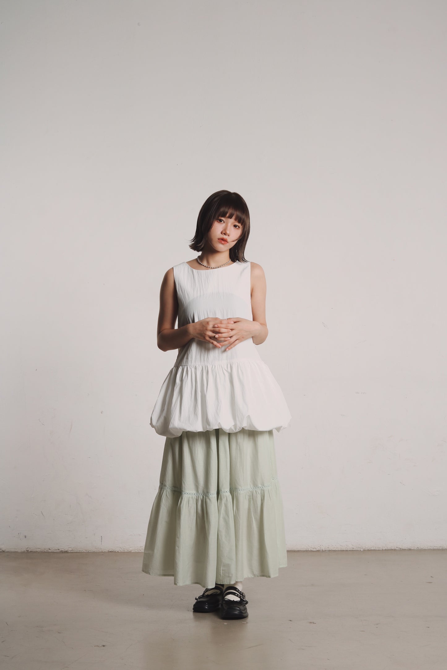 Bubble Cloud Mini Dress (White)