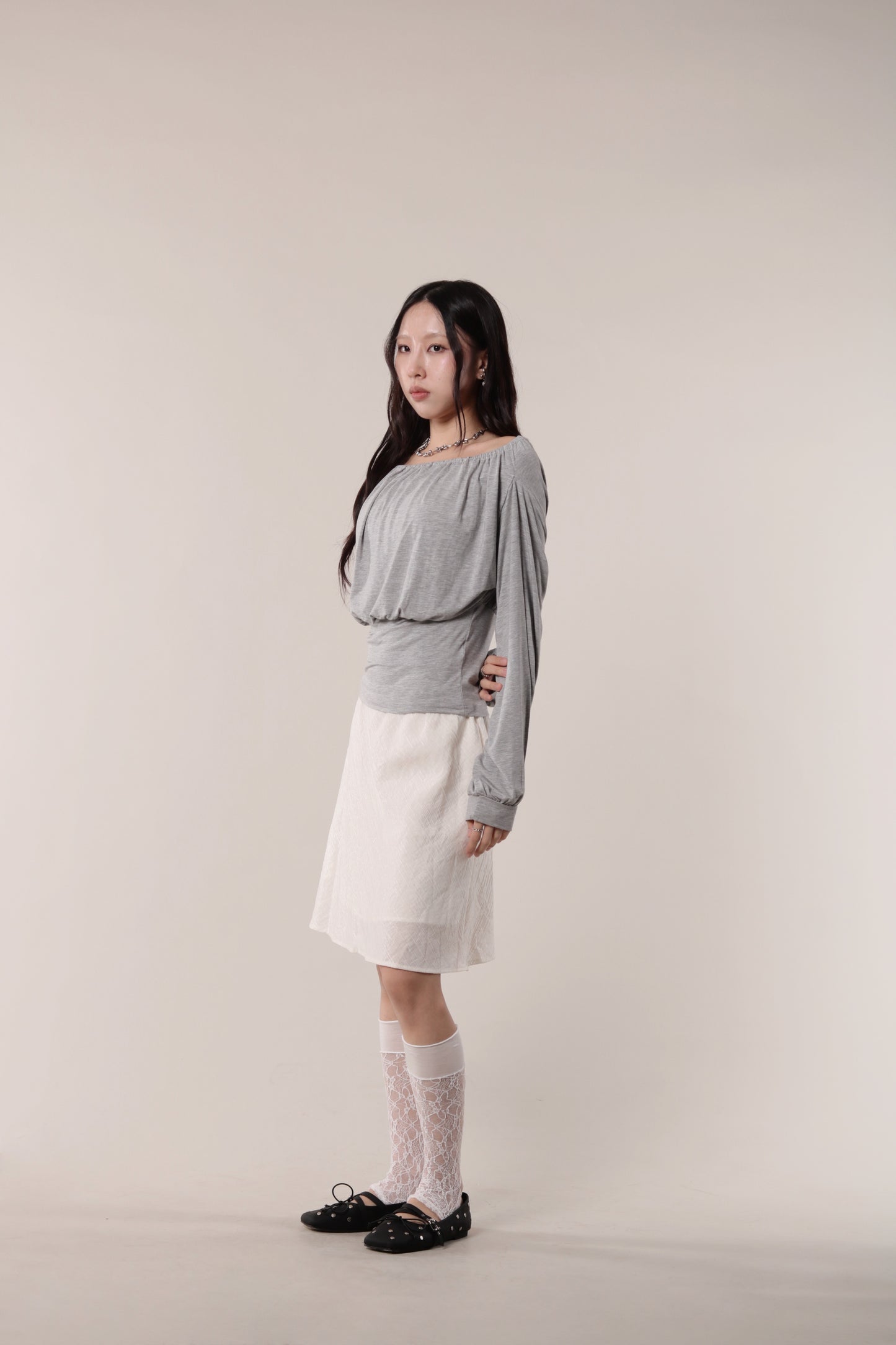 Luna Gathered Top (Grey)