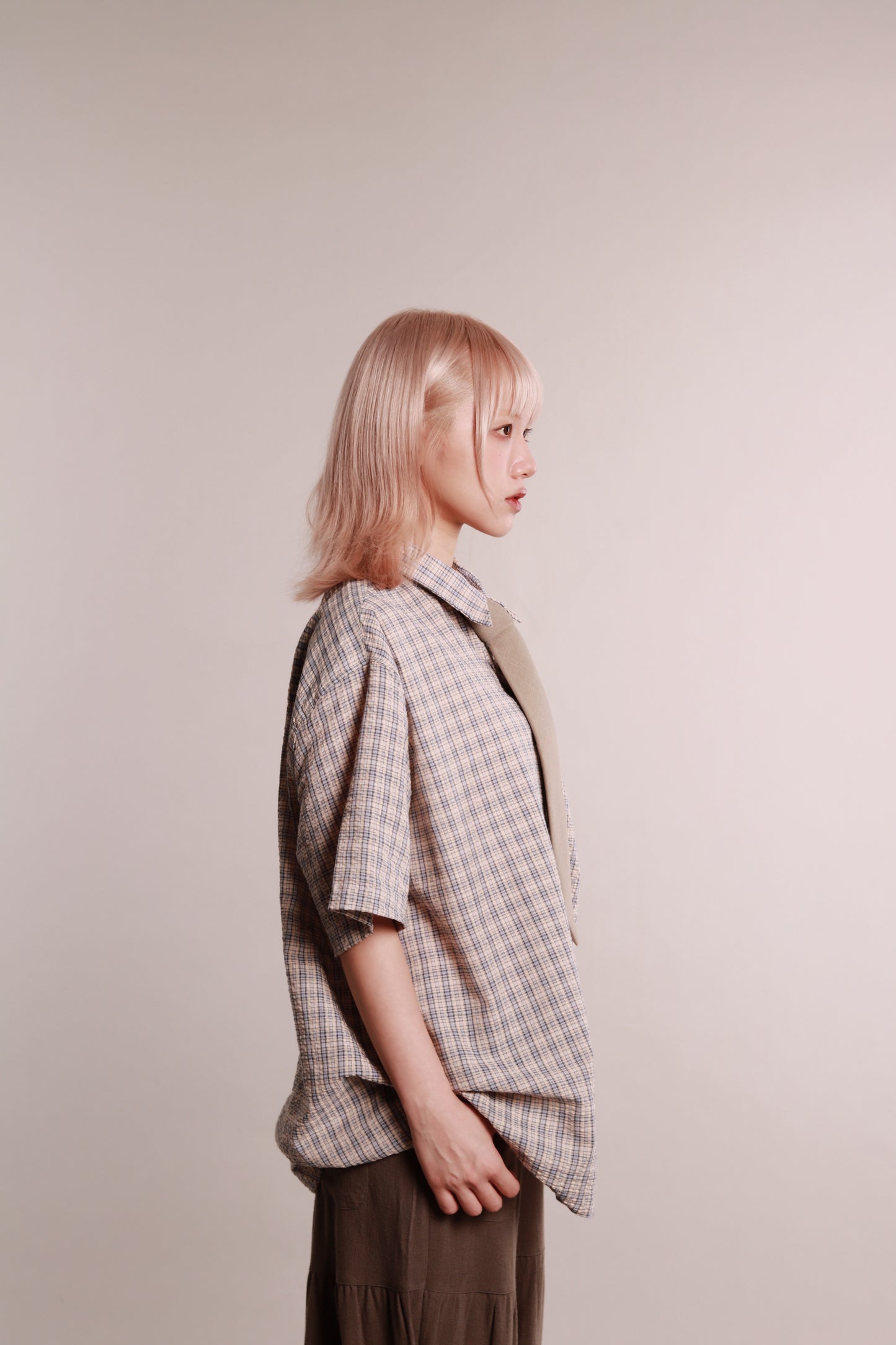 Plaid Loose Shirt (Blue)