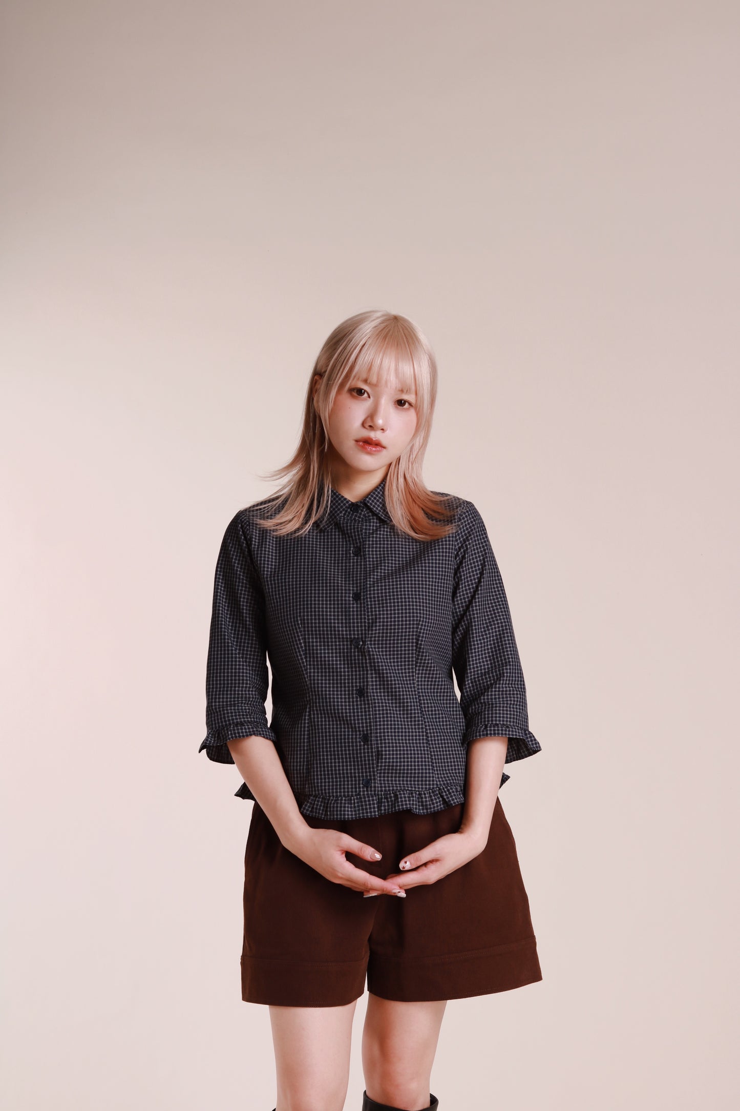 Autumn Ruffle Shirt (Navy)