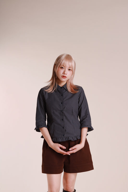 Autumn Ruffle Shirt (Navy)