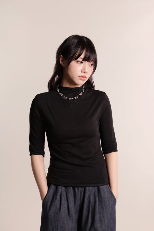 Pure Mock Neck Top (Black)