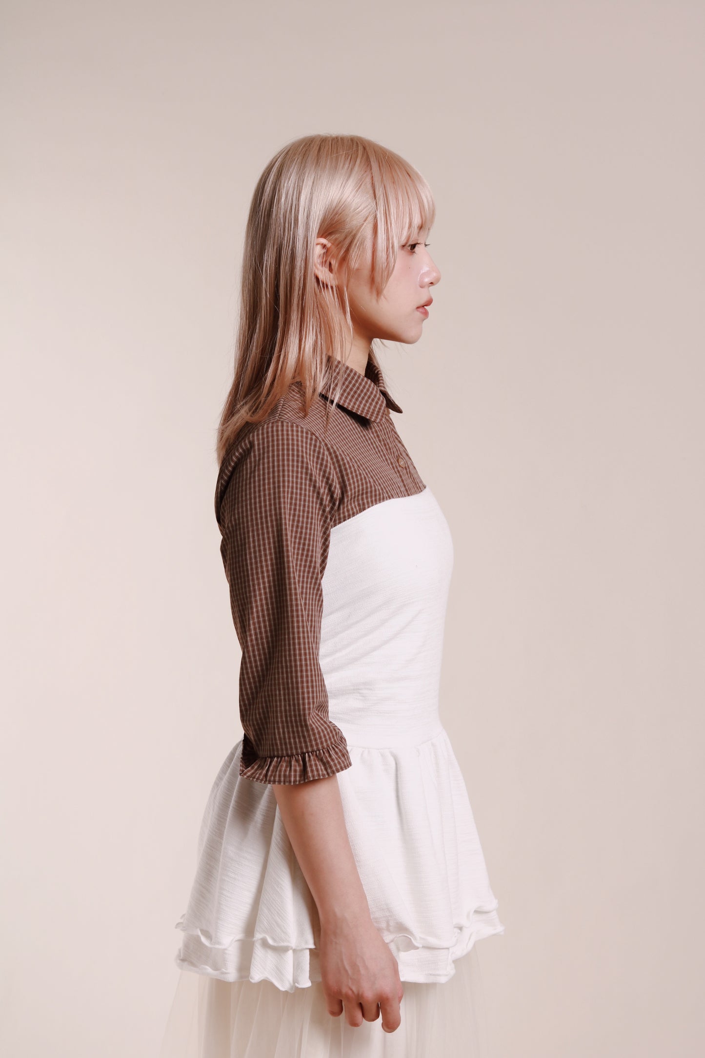 Ruffle Tube Mini Dress (White)