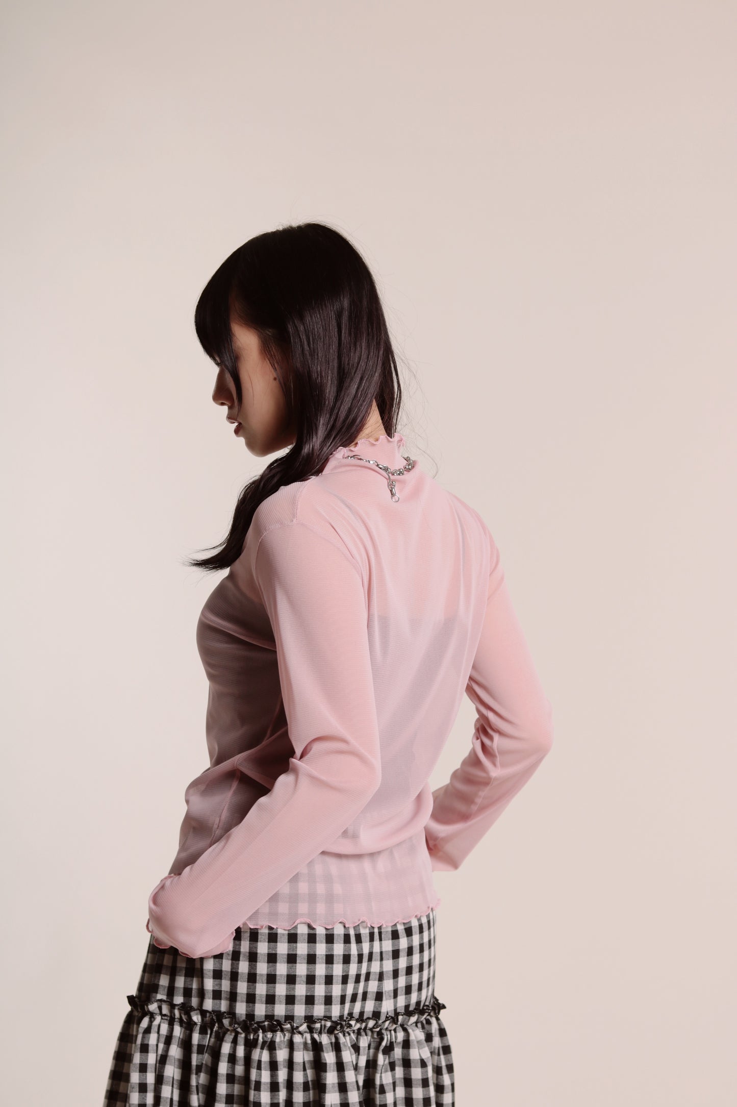 Ruffle See Through Top (Pink)