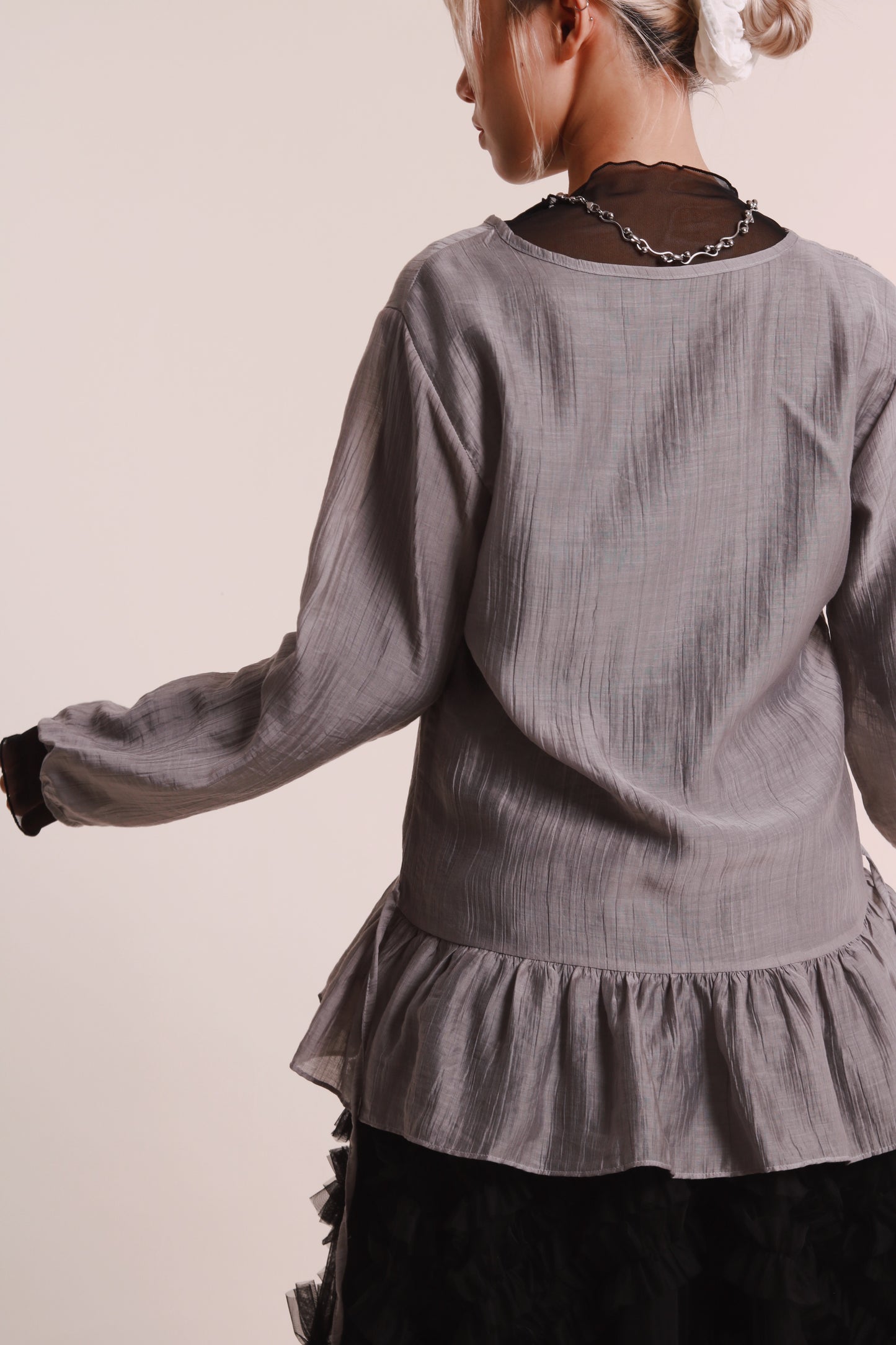 Doll Ruffle Blouse (Grey)