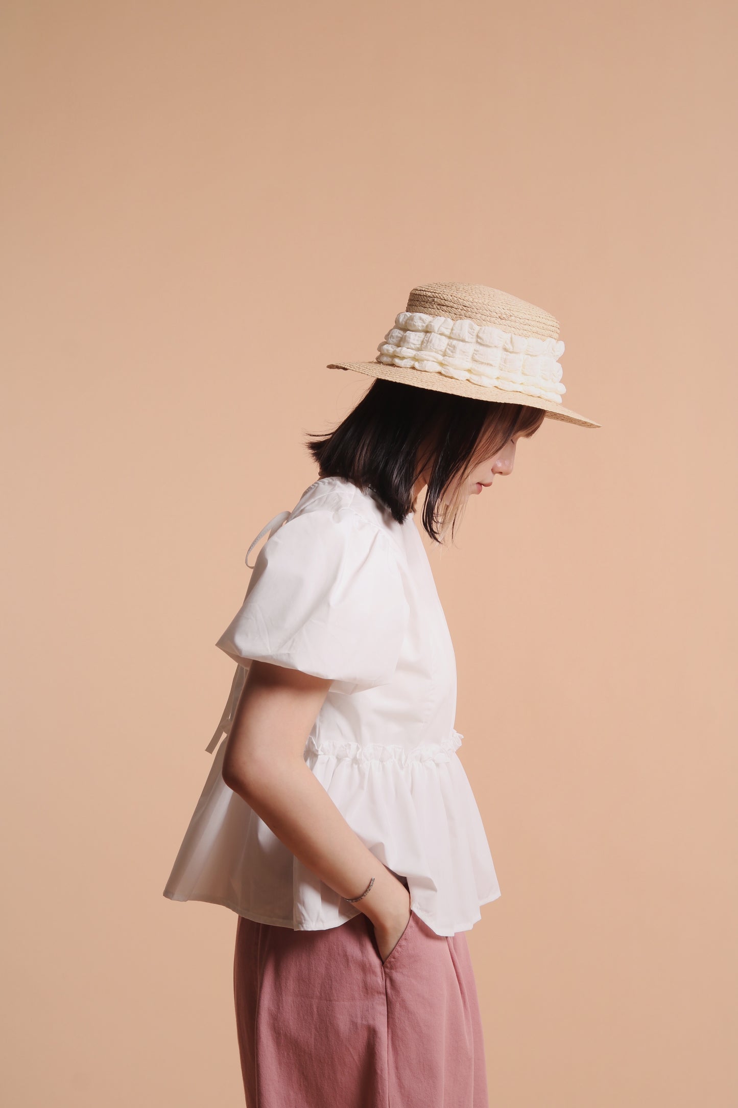 Bubble Straw Hat (Black/Ivory/Mustard)
