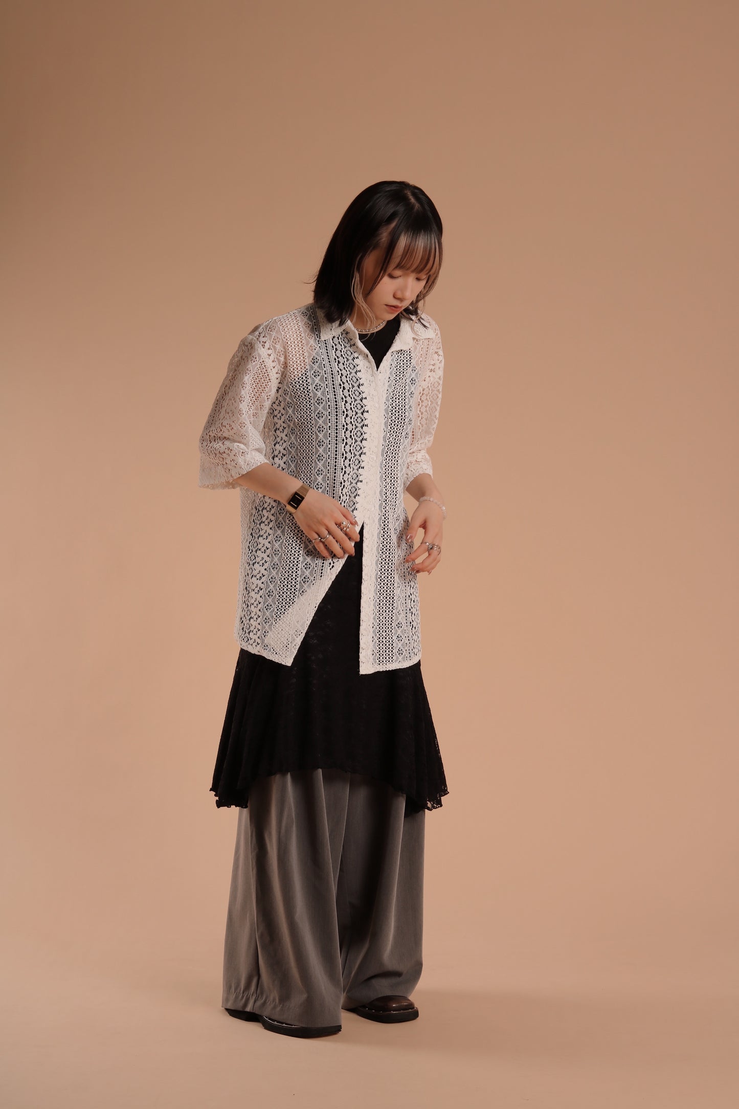 Lace Layered Mini Skirt (Black)