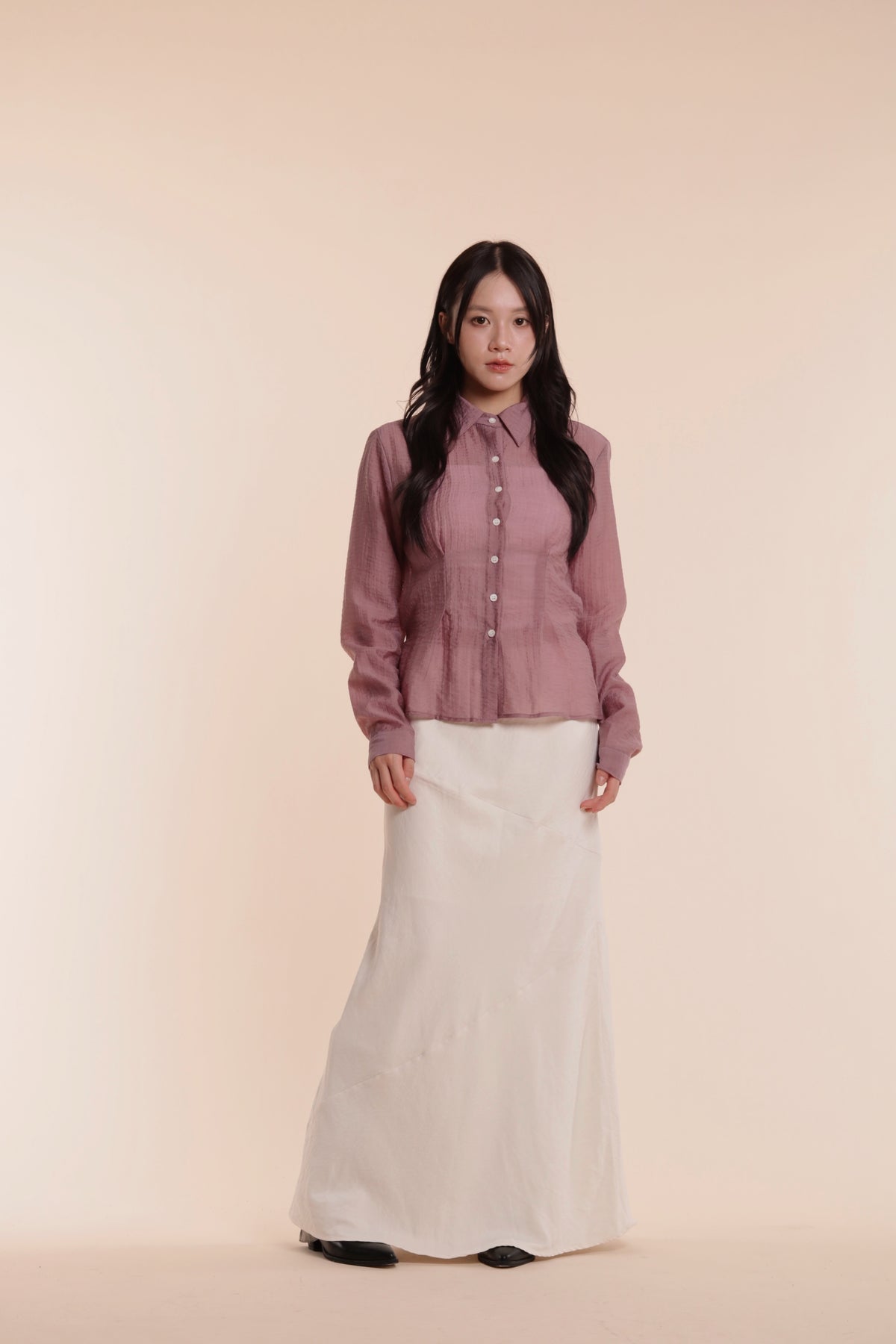 Checkered See Through Shirt (Pink)