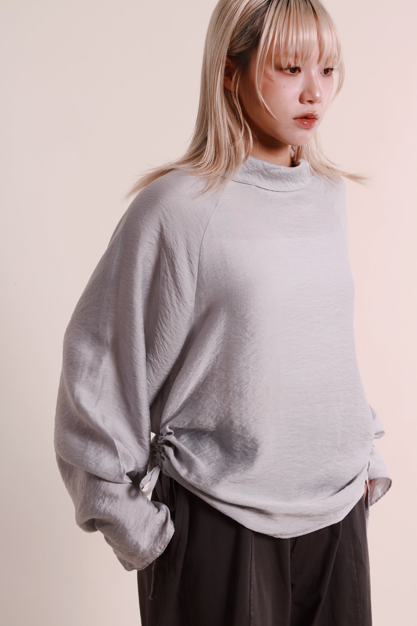 Doll Gathered Blouse (Grey Blue)