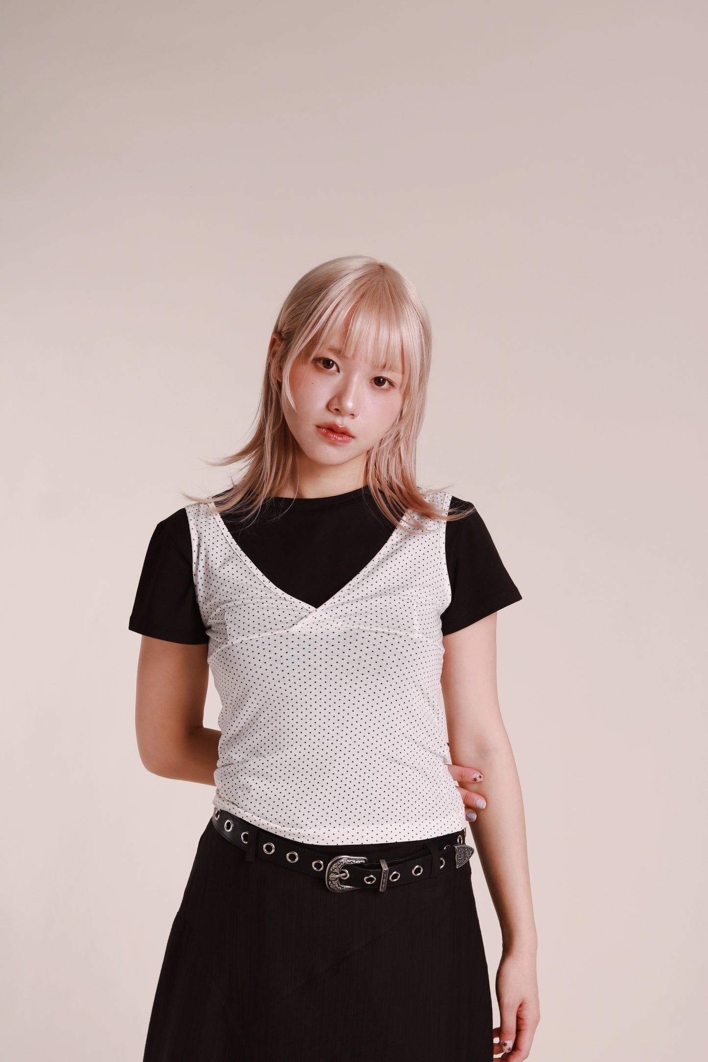 Dot Dot Sleeveless Top (White)