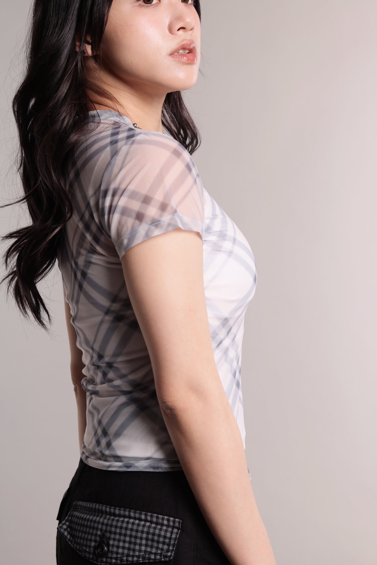 Checker Mesh Tee (Ivory)