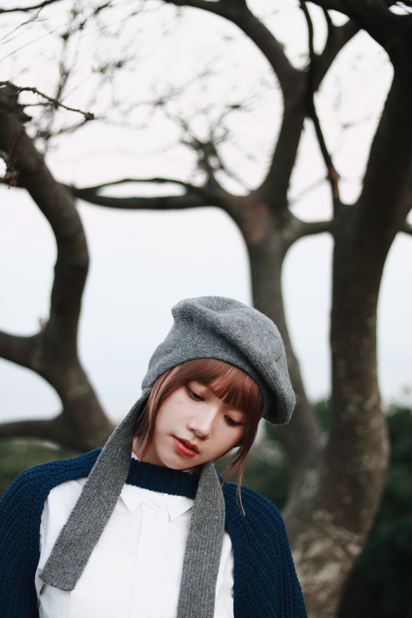 Doll Beret (Black/Grey/Red)