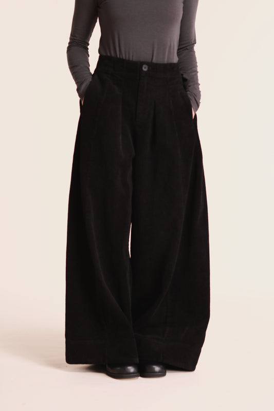 Corduroy Wide Pants (Black)