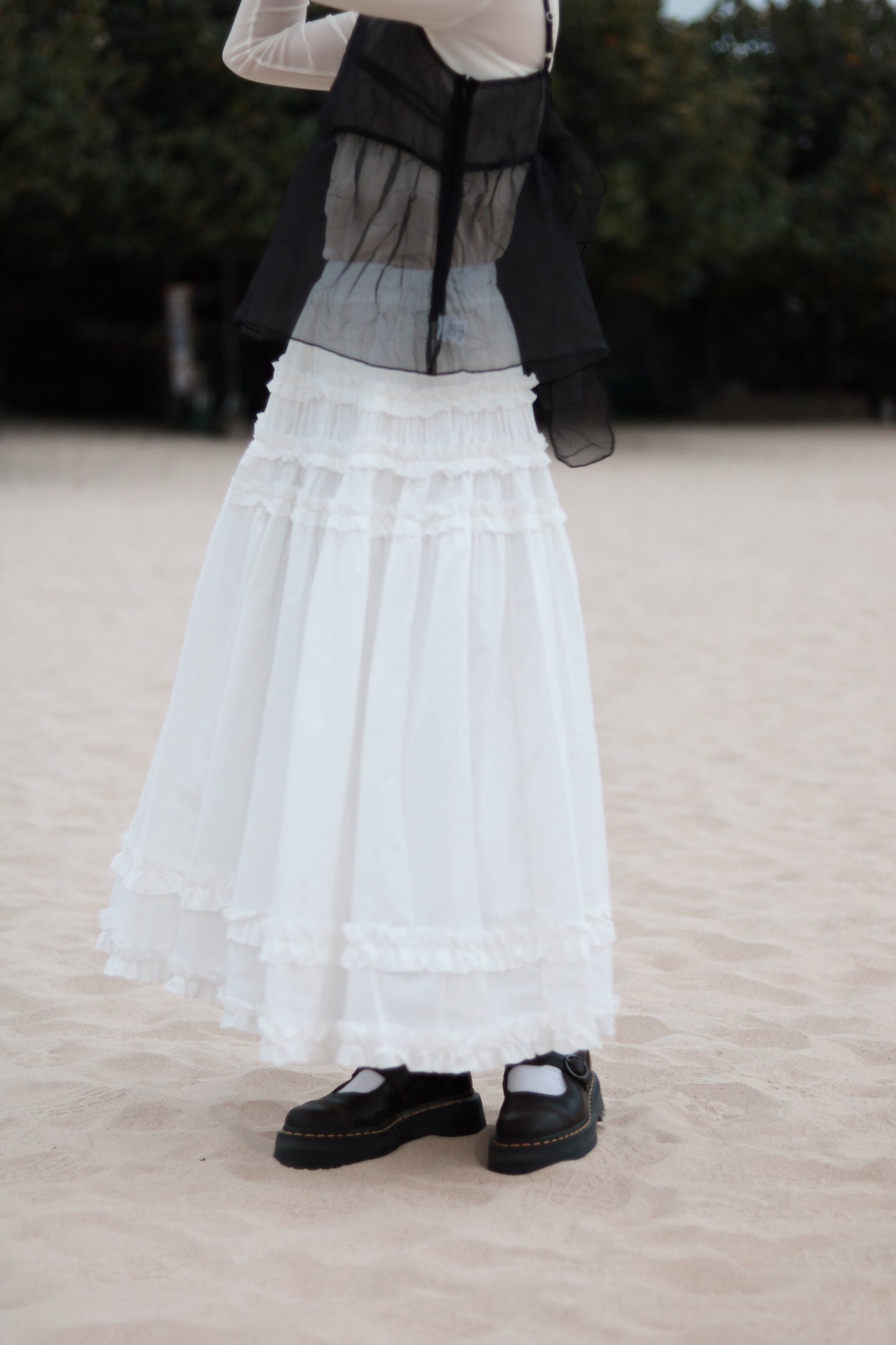 Doll Double Ruffle Skirt (White)