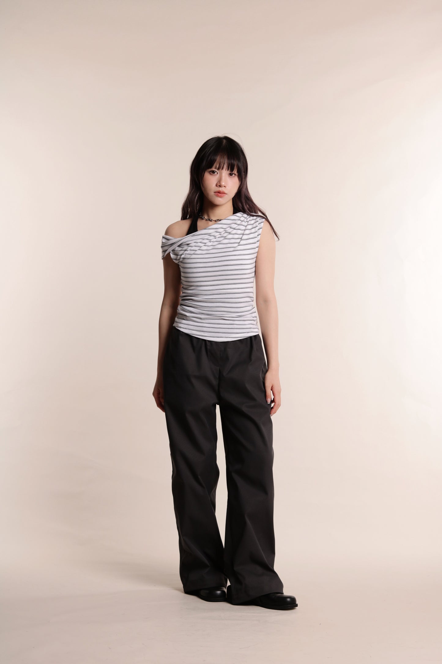 Asymmetric Striped Top (Black)