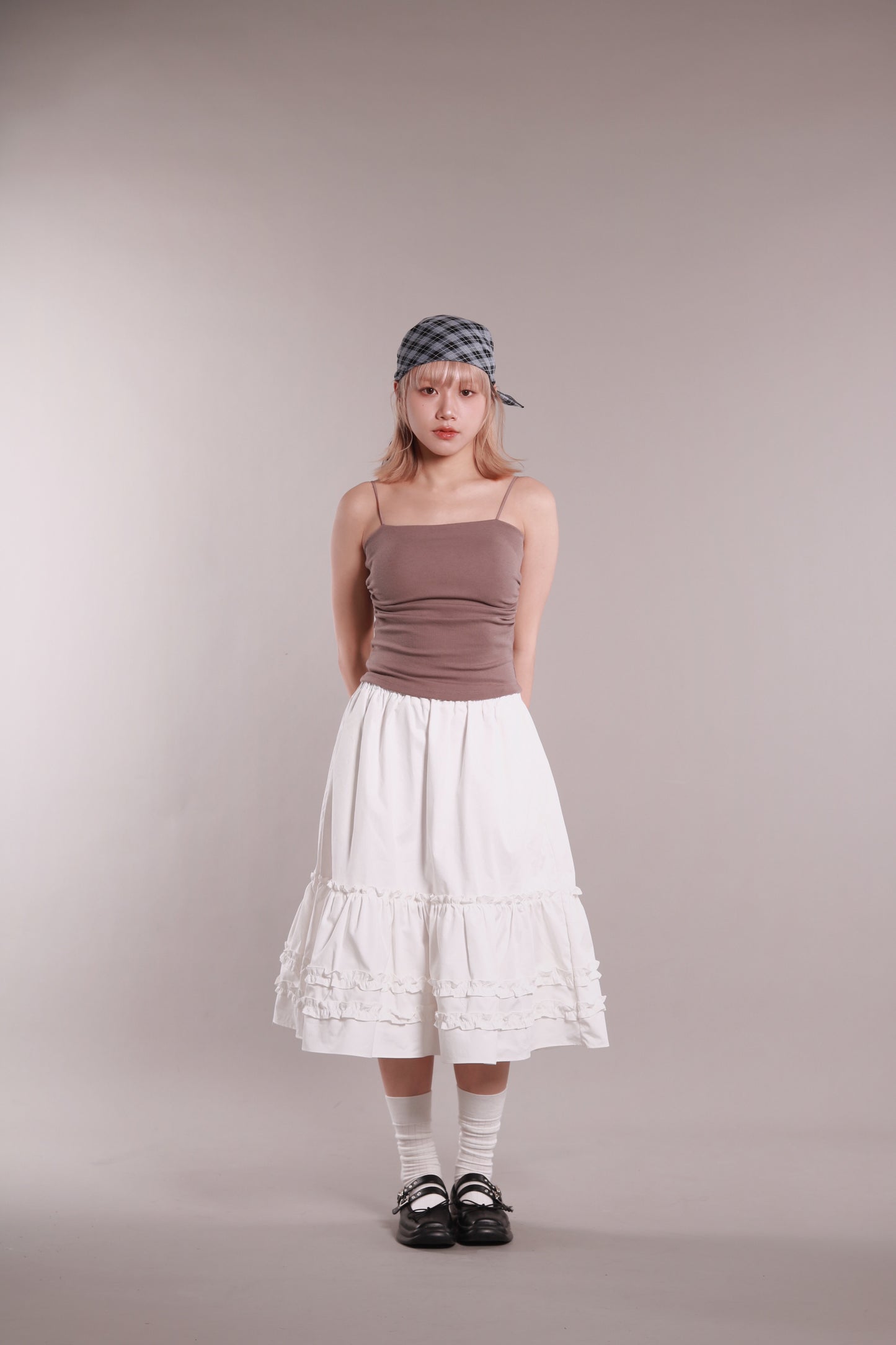 Doll Ruffle Midi Skirt (White)
