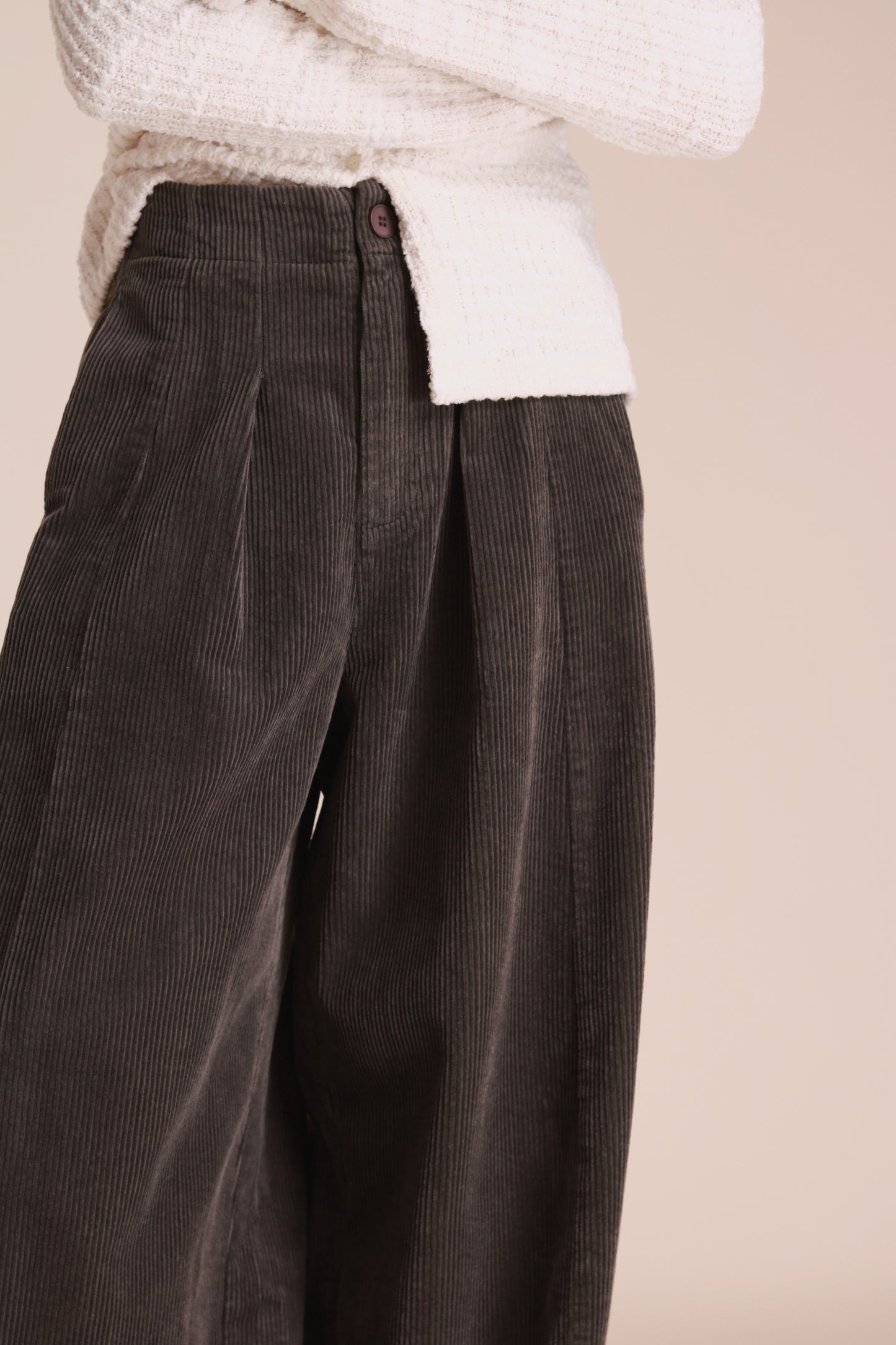 Corduroy Wide Pants (Grey)