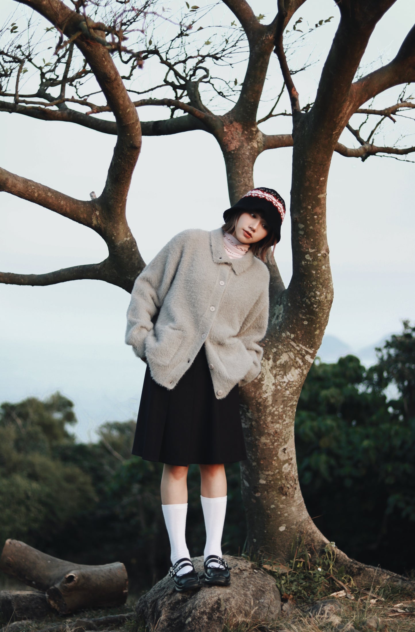 Doll Pleated Mini Skirt (Black)