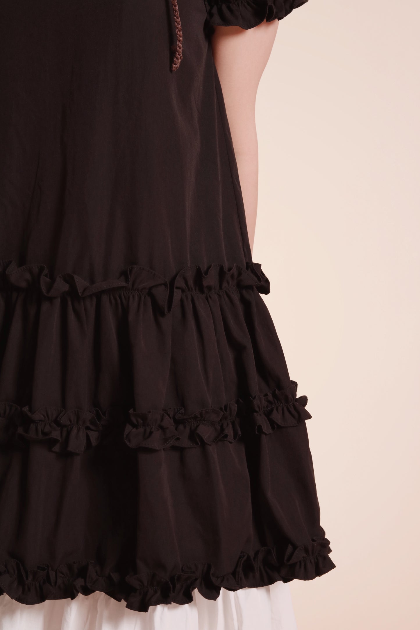 Doll Puff Sleeve Mini Dress (Black)