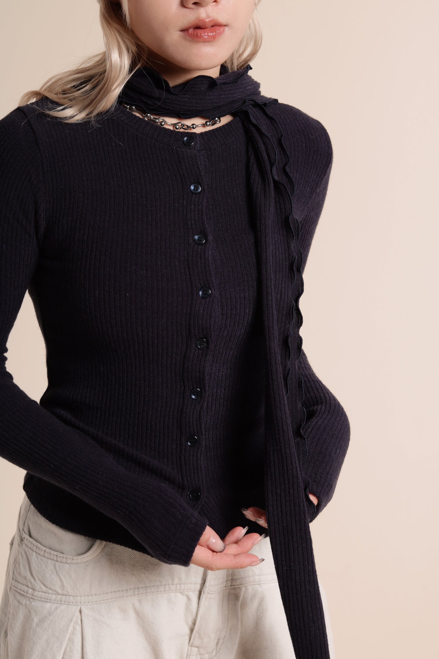 Little Scarf Cardigan (Navy)