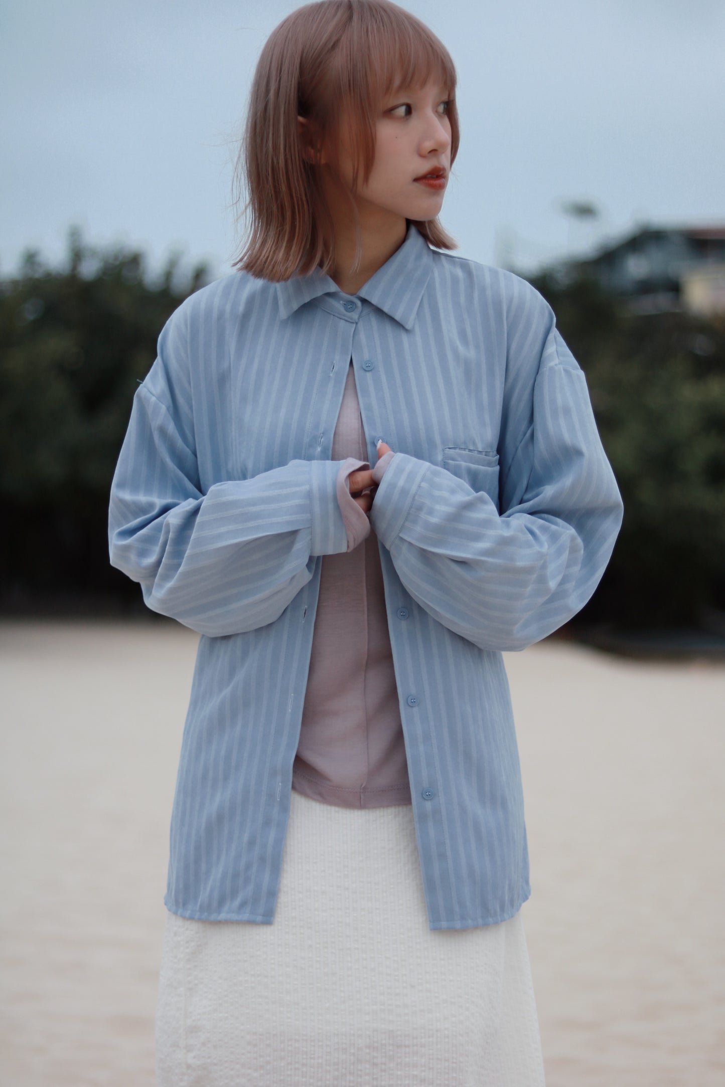 Relaxed Belt Shirt (Blue)