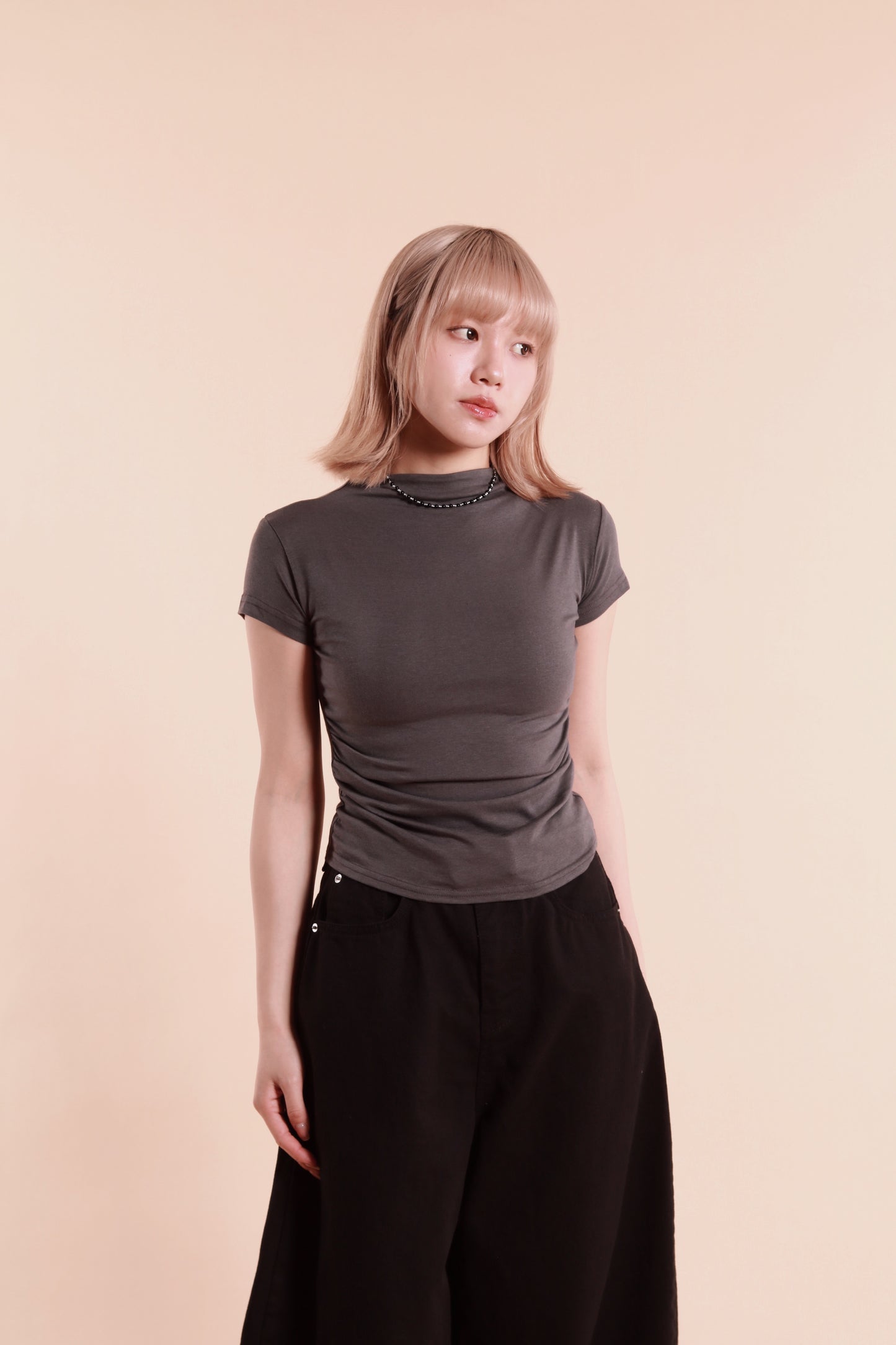 Gathered Tee (Charcoal)