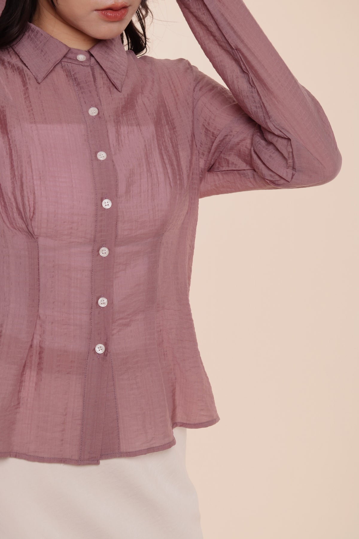 Checkered See Through Shirt (Pink)