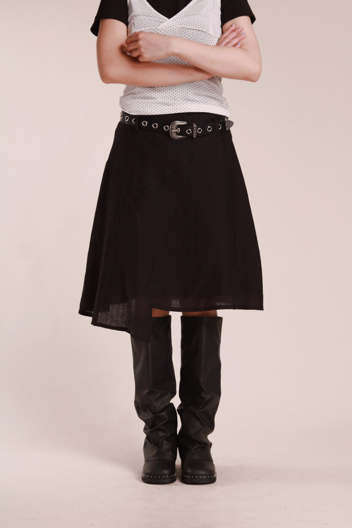 Asymmetric Mini Skirt (Black)