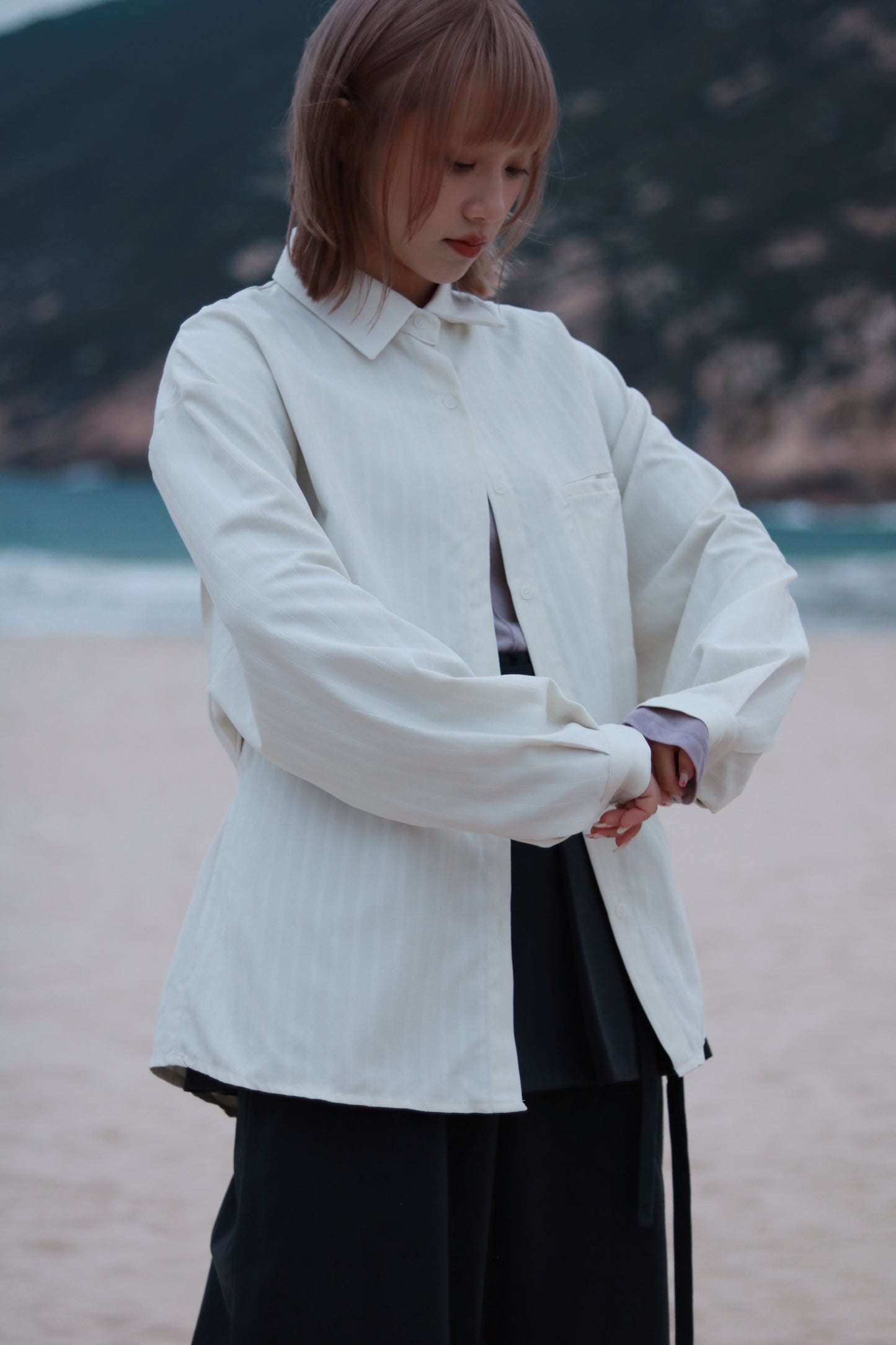 Relaxed Belt Shirt (Ivory)