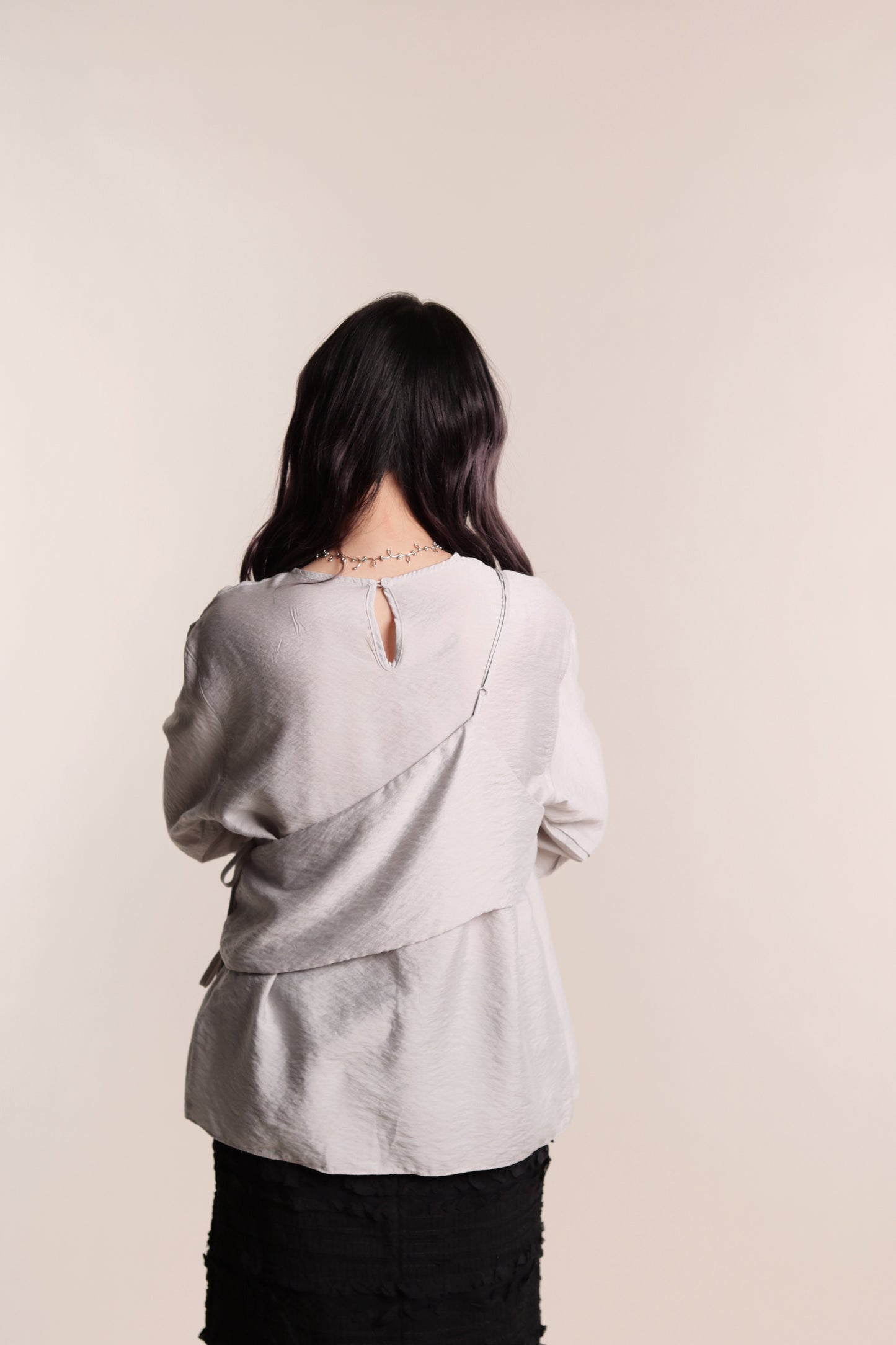 Cami Wrap Blouse (Light Grey)