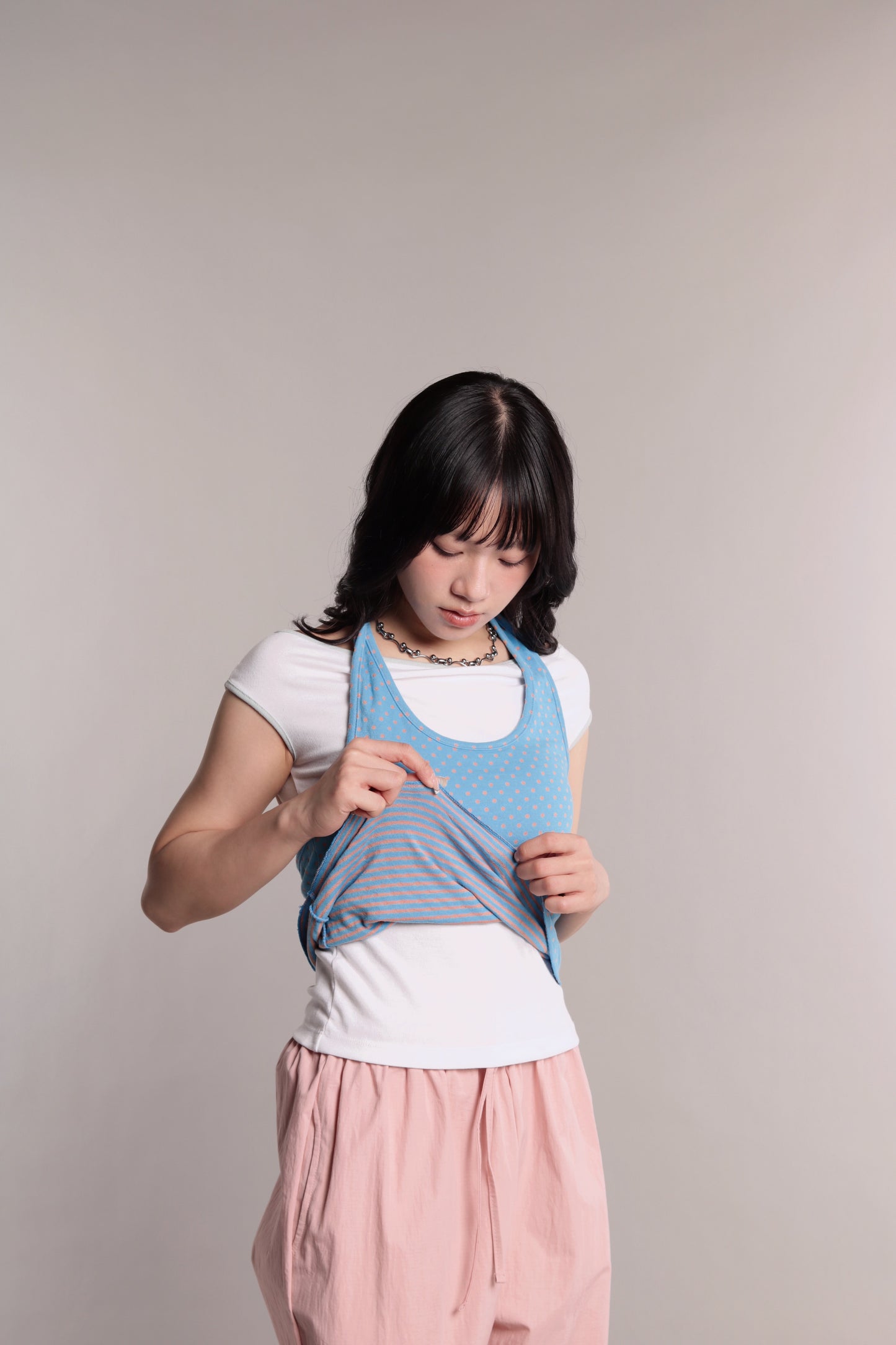 Polka Dot Halter Top (Blue)