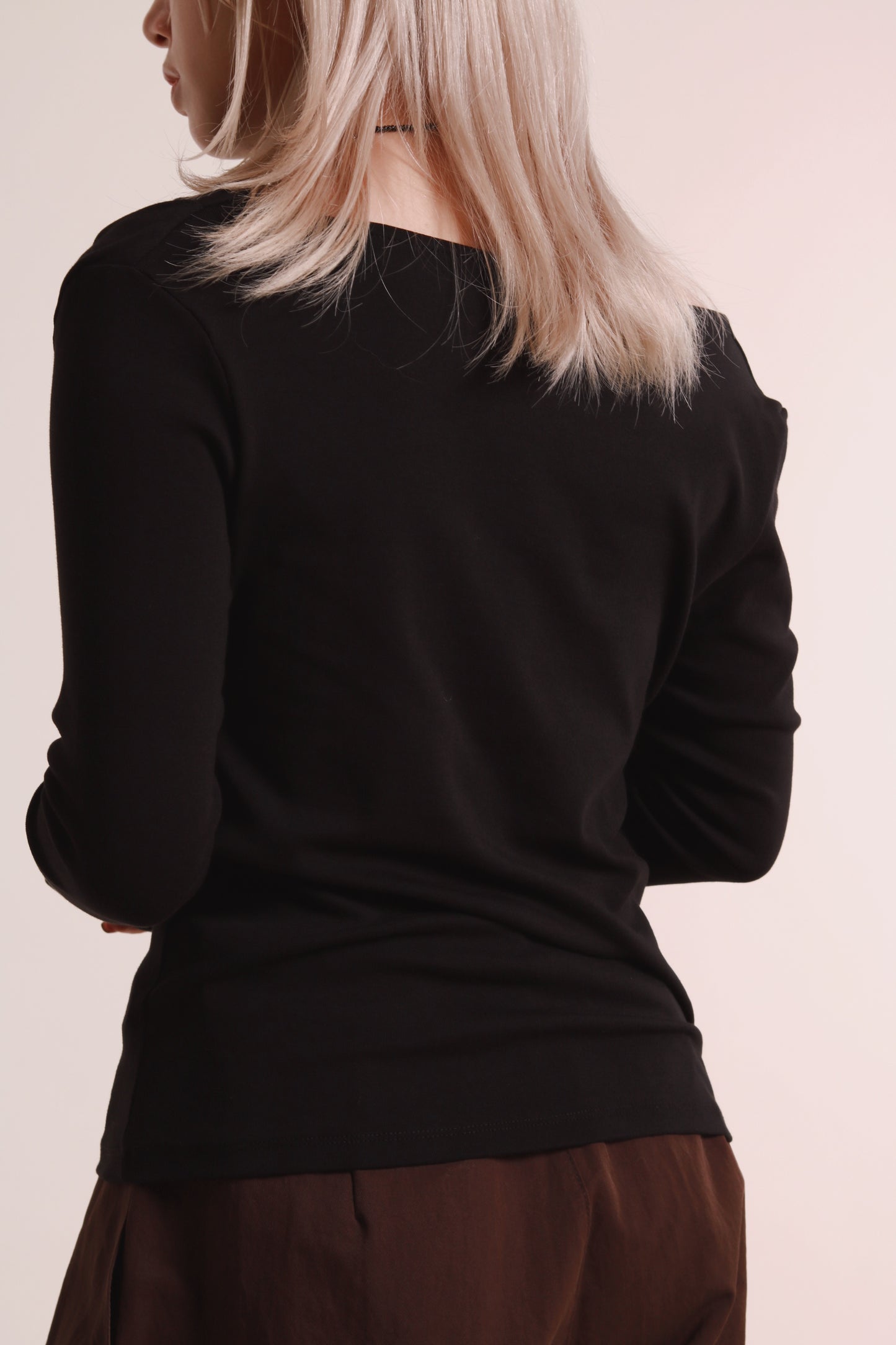 Gathered Long Tee (Black)