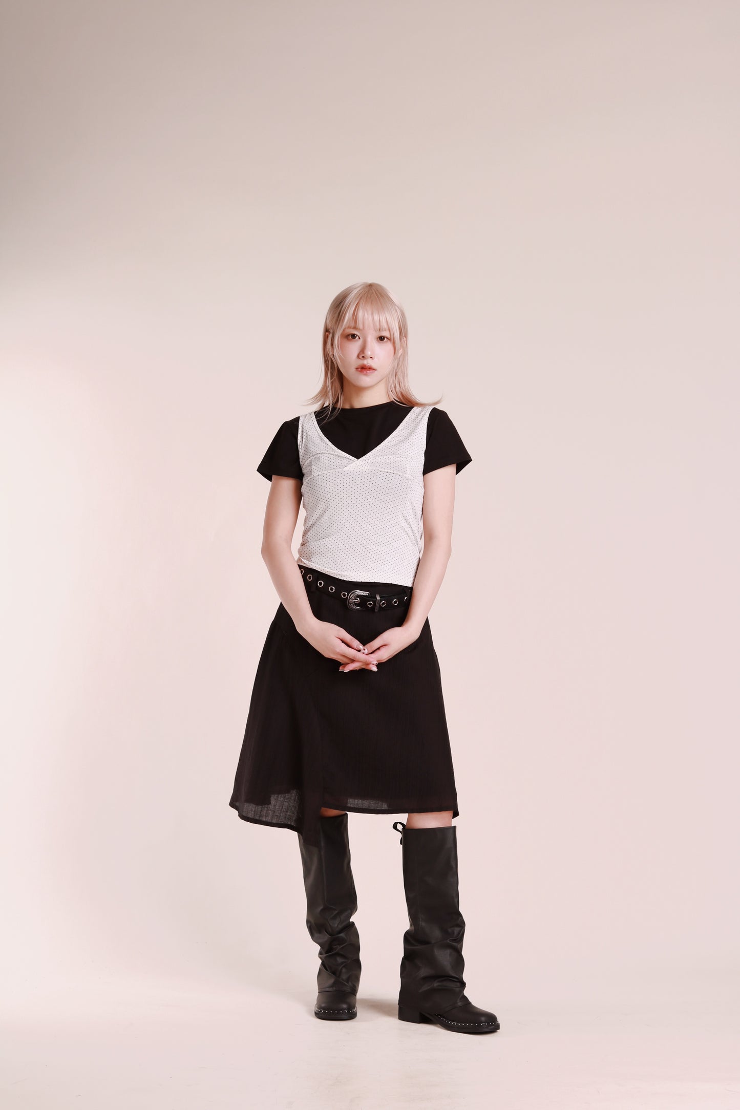 Asymmetric Mini Skirt (Black)