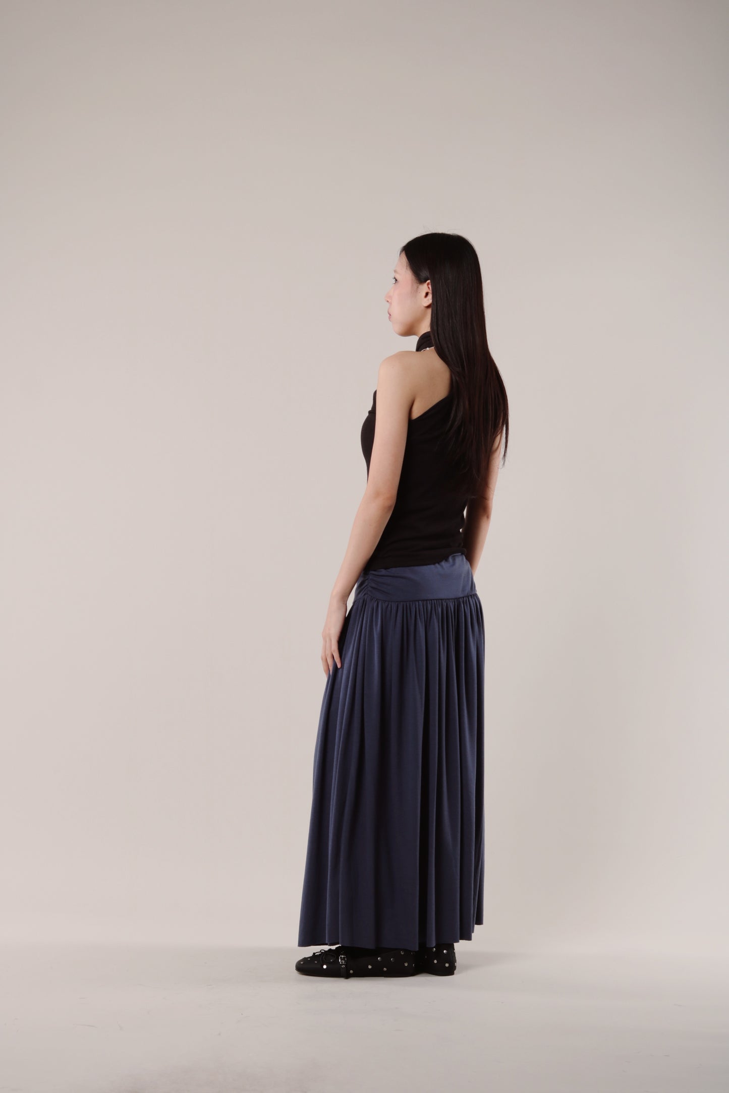 Linen Scarf Top (Black)