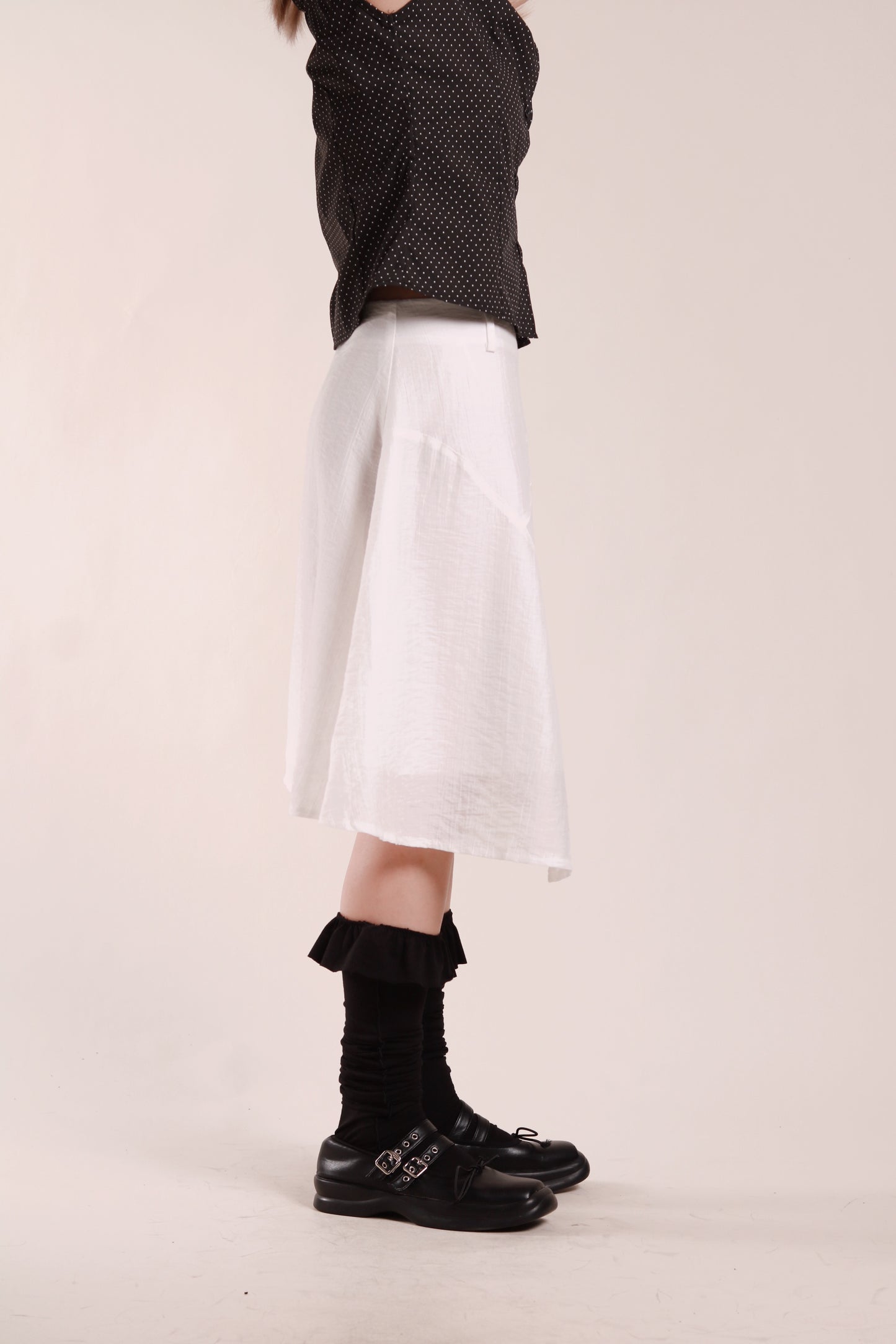 Asymmetric Mini Skirt (White)