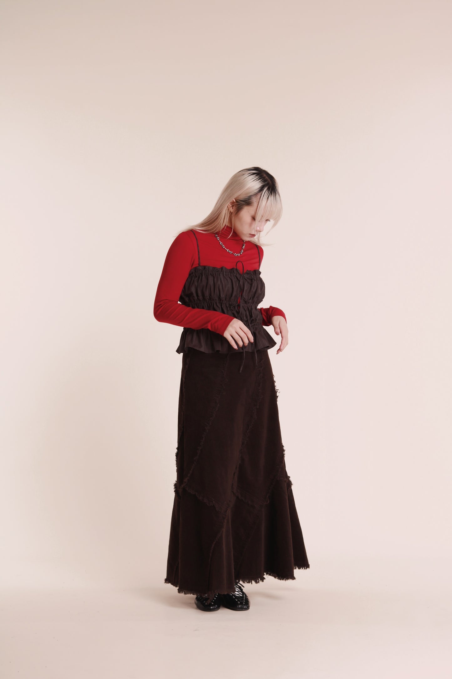 Frayed Mermaid Skirt (Brown)