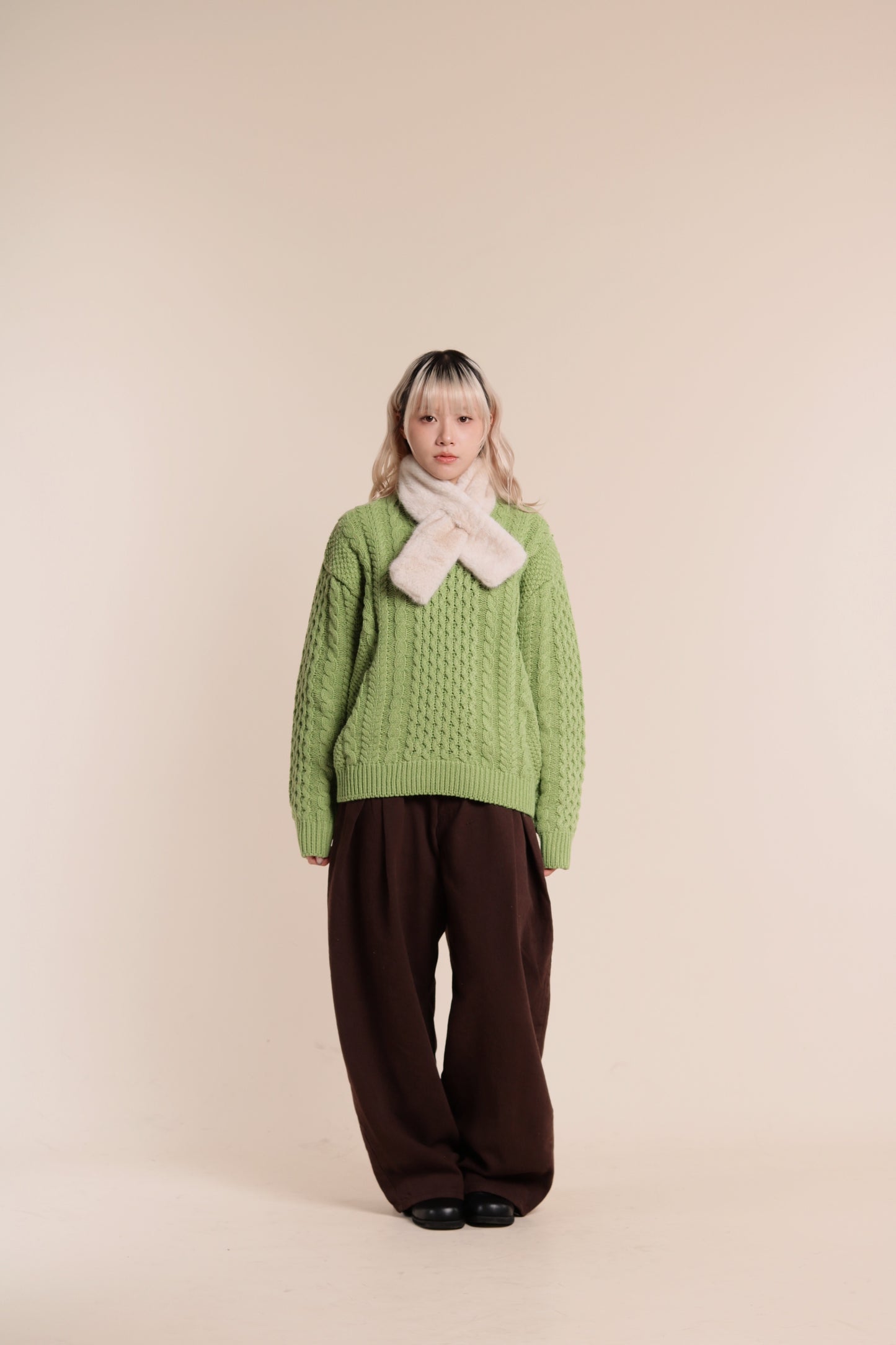 Oversized Cable Knit Sweater (Green)