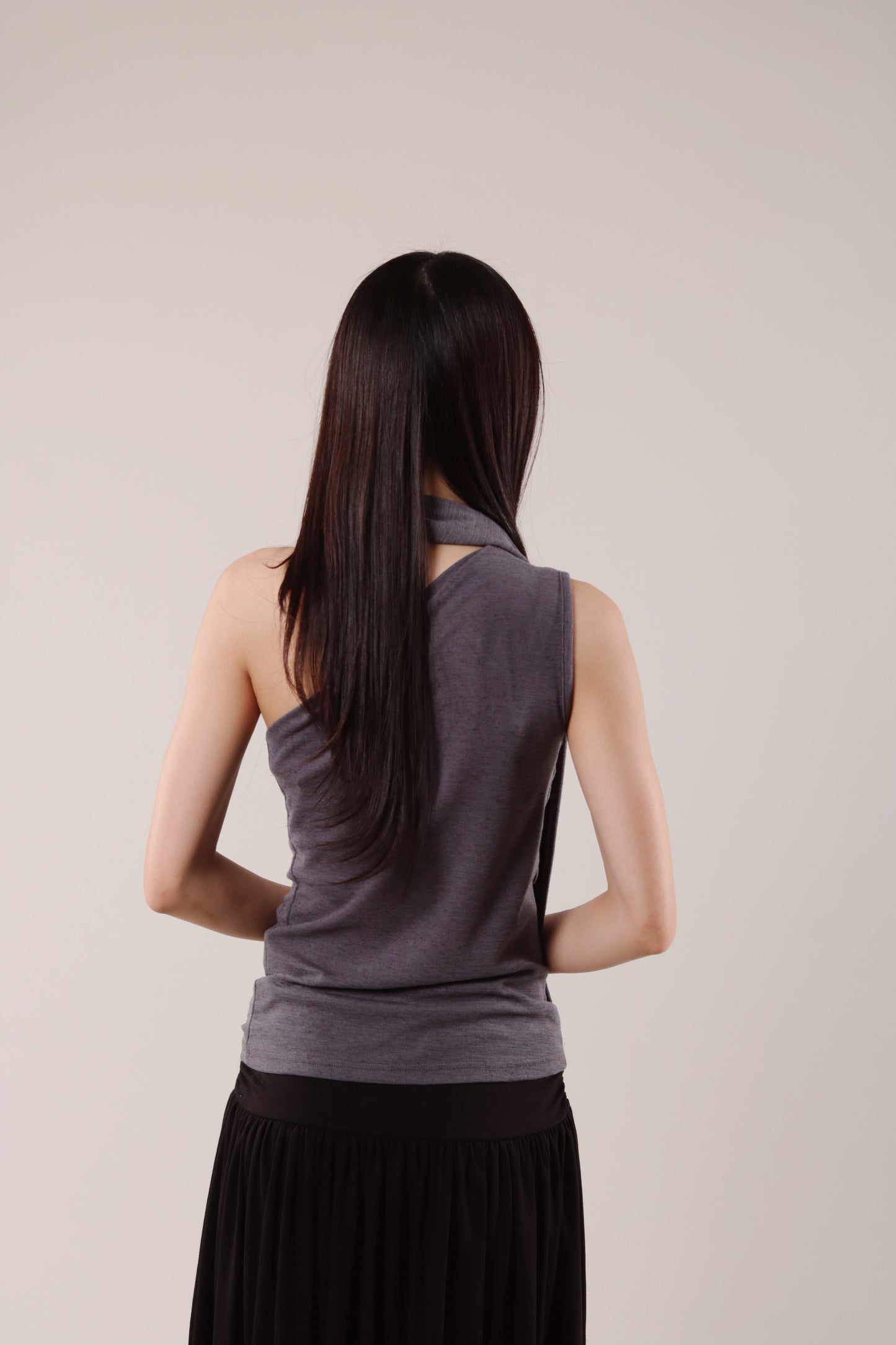 Linen Scarf Top (Charcoal)