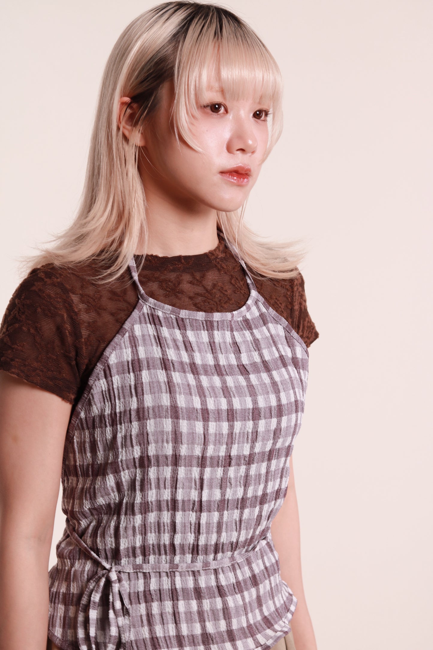 Checkered Halter Top (Purple)