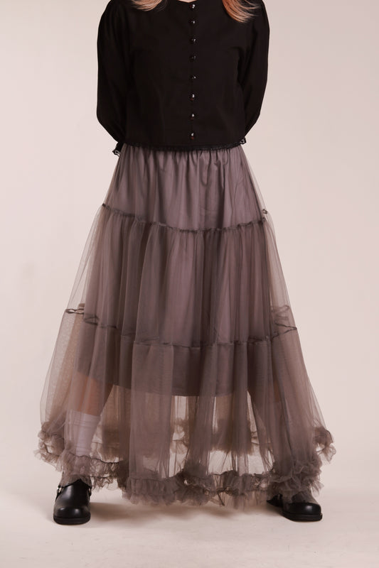Doll Lace Ruffle Skirt (Grey)