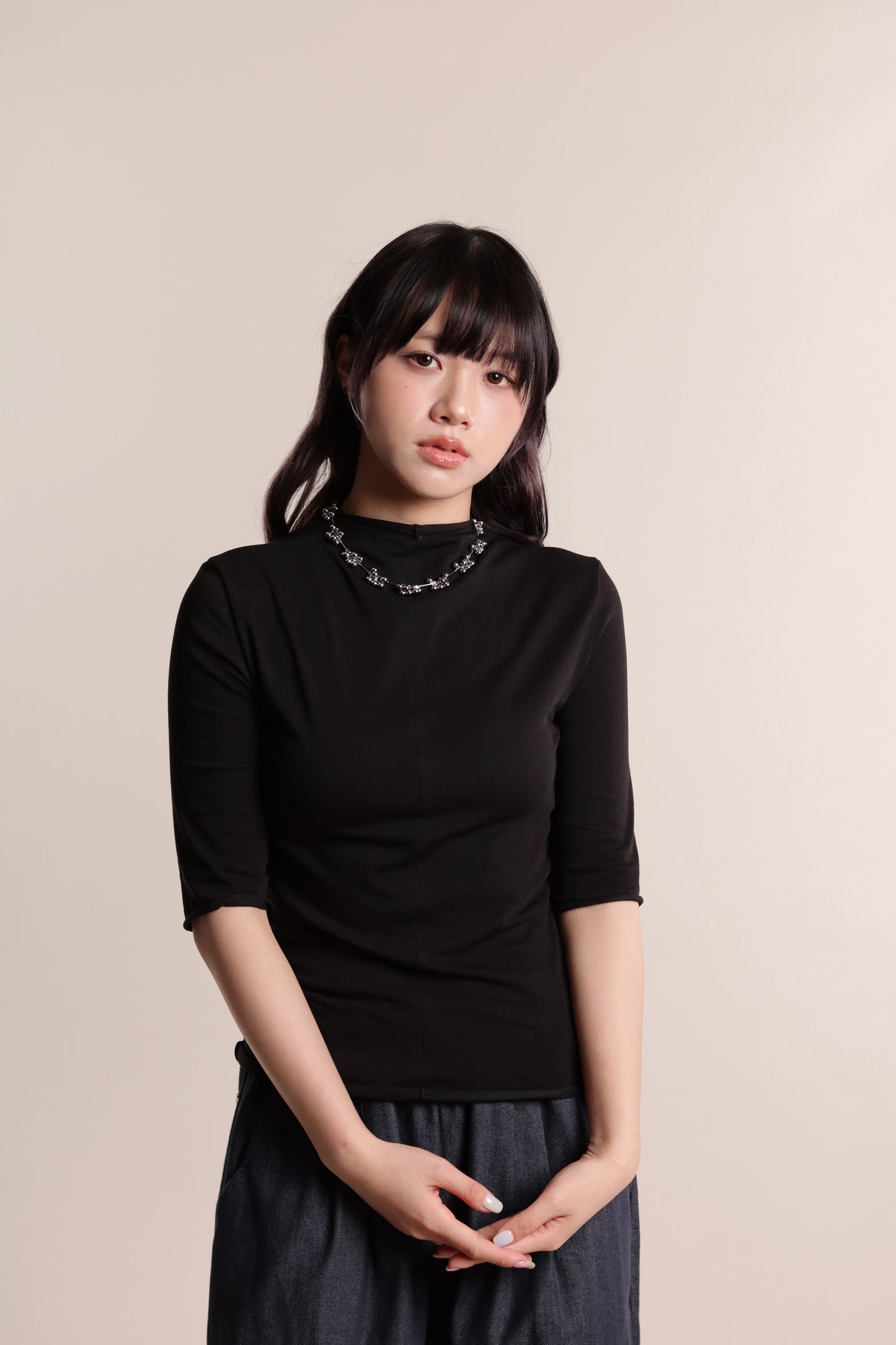 Pure Mock Neck Top (Black)