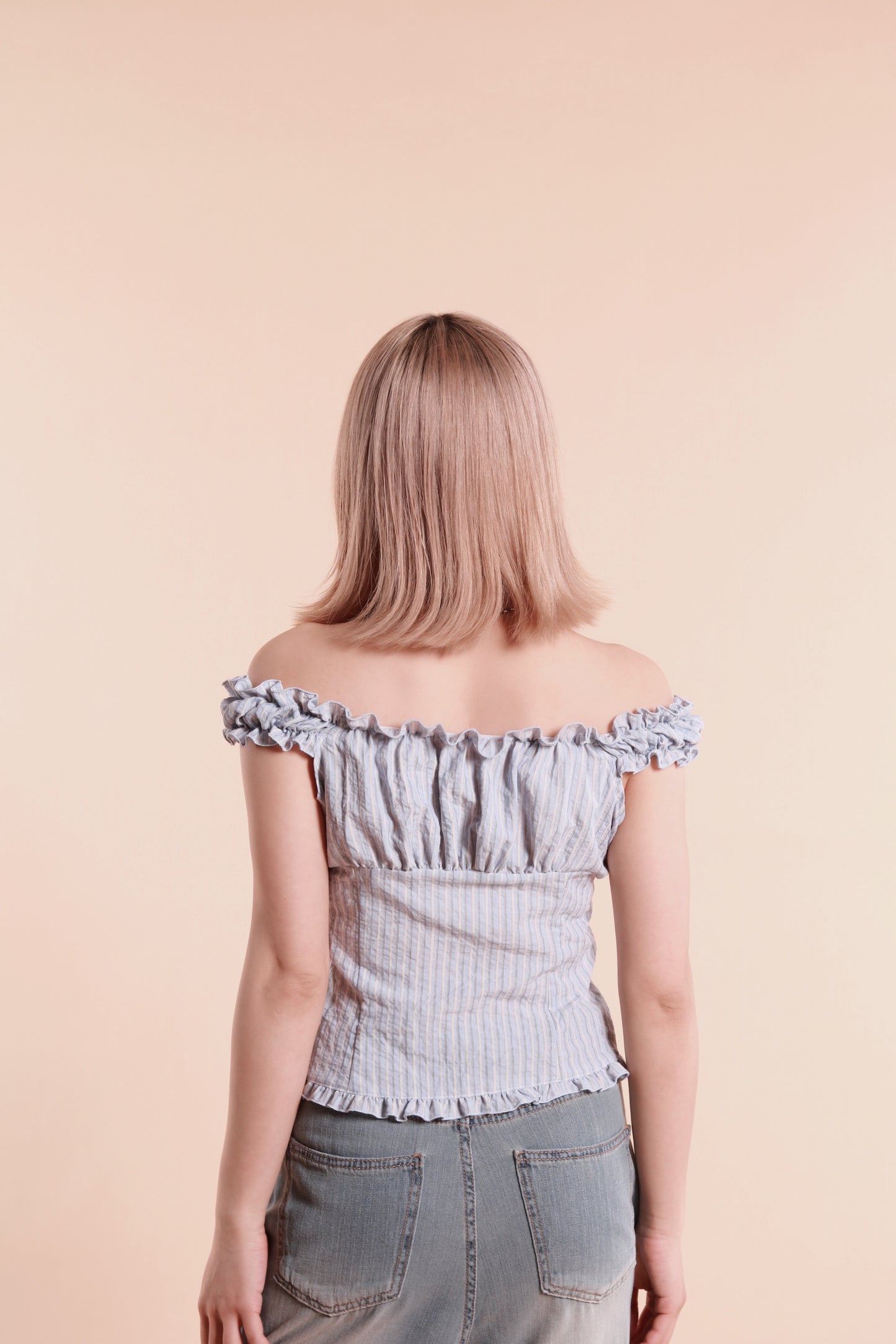 Striped Sleeveless Top (Baby Blue)