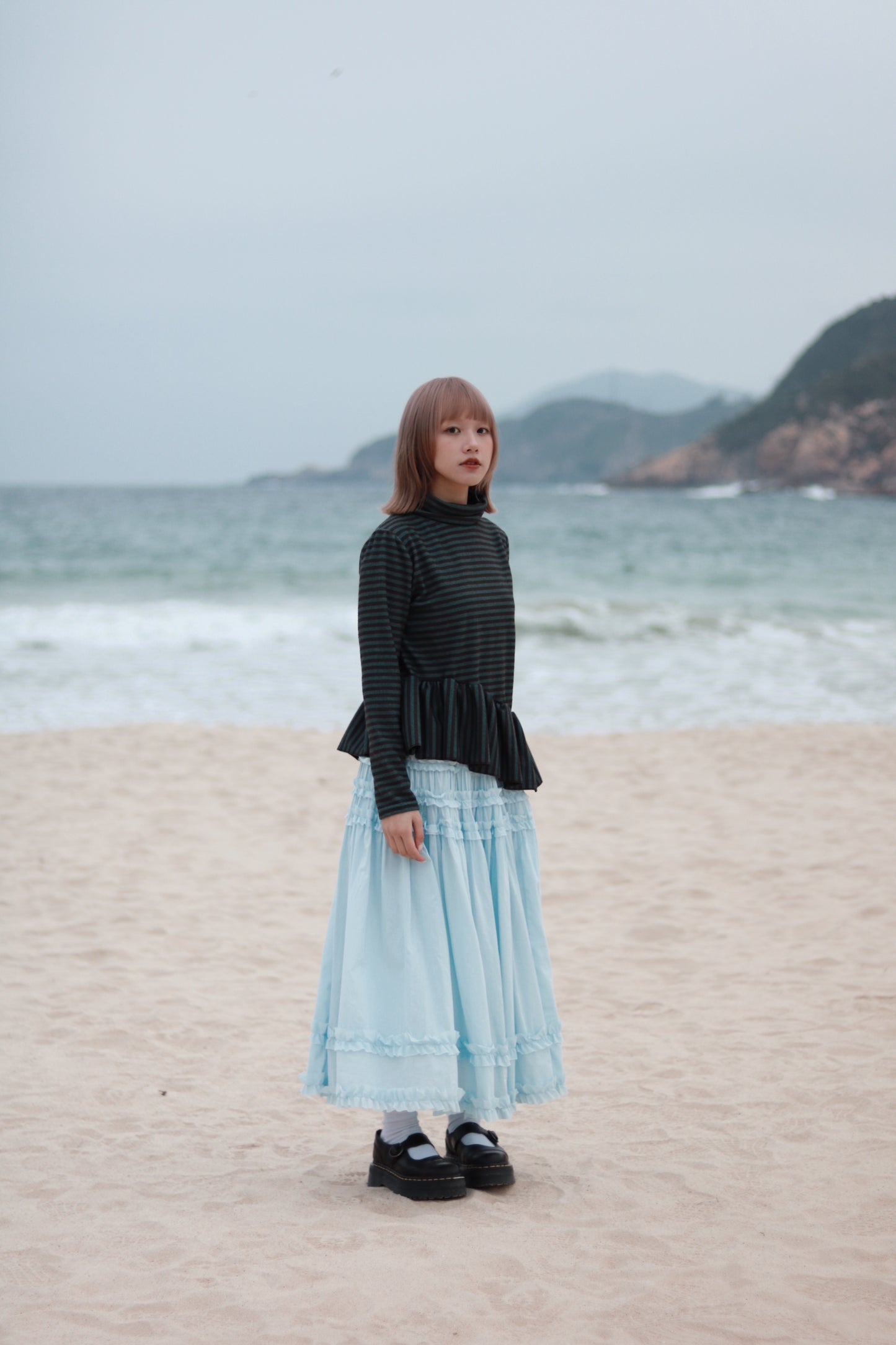 Striped Ruffle Top (Mint)