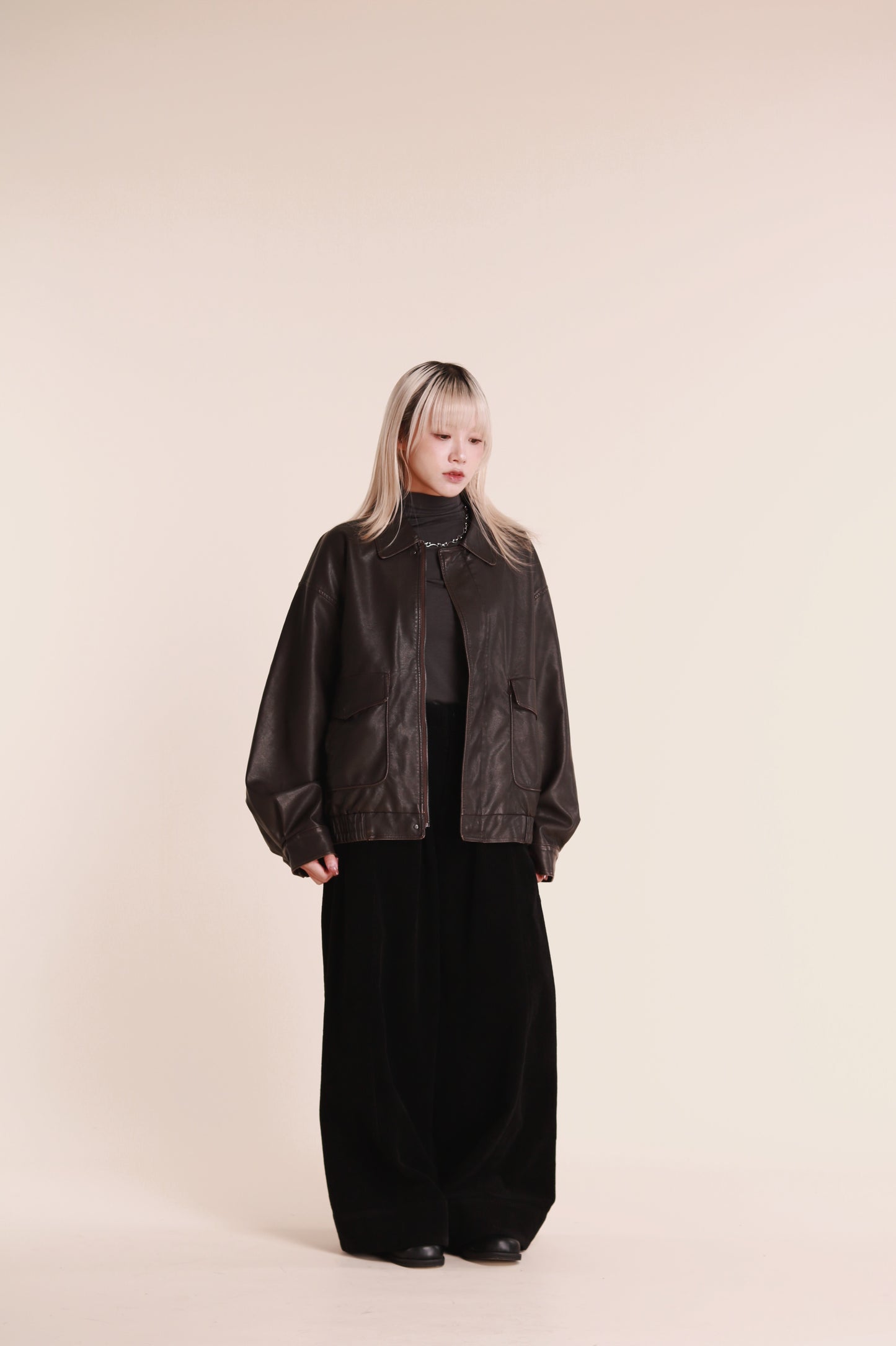 Corduroy Wide Pants (Black)