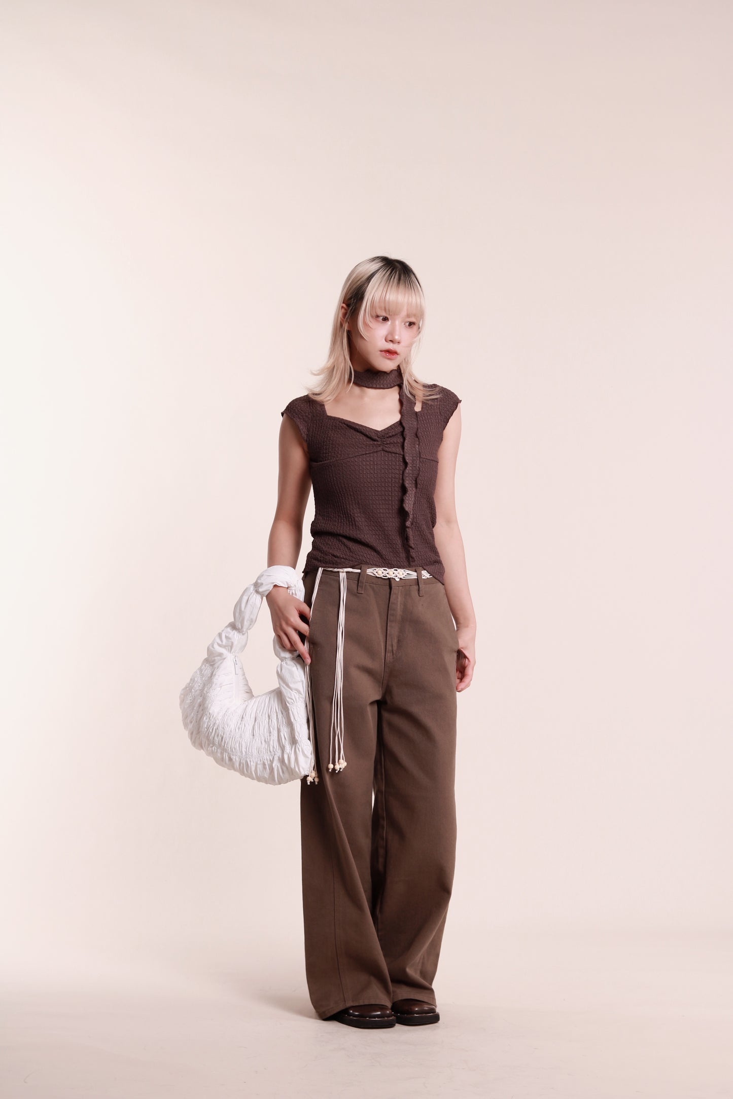 Gathered Tee Set (Brown)