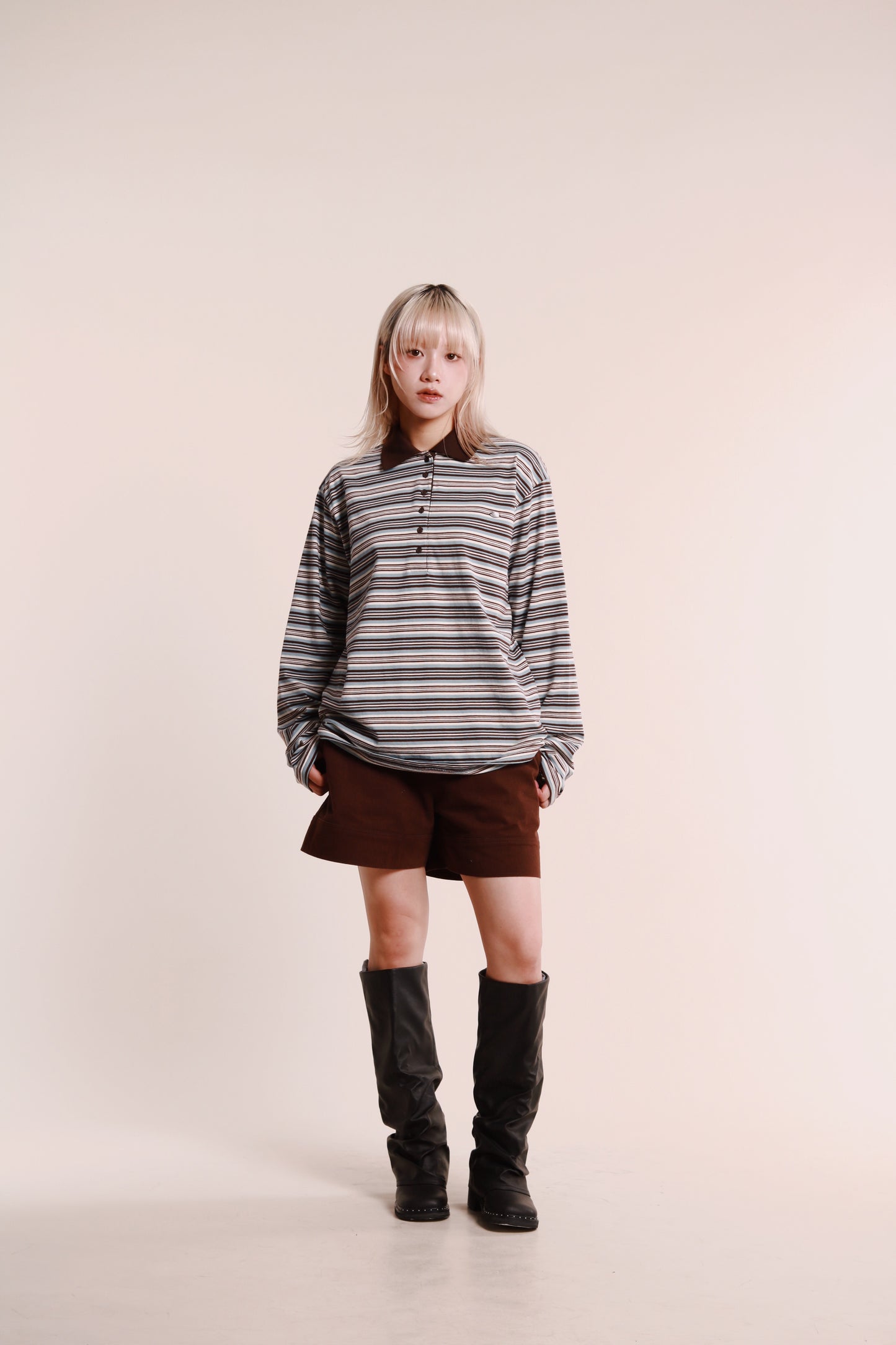 Striped Polo Top 2 (Blue)