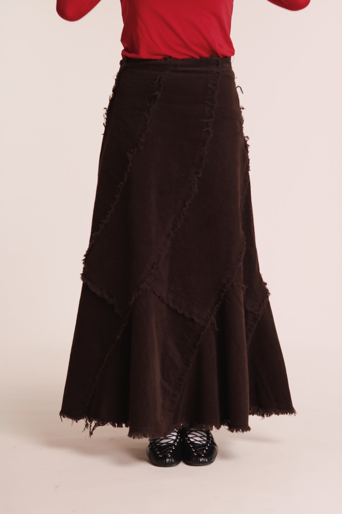 Frayed Mermaid Skirt (Brown)