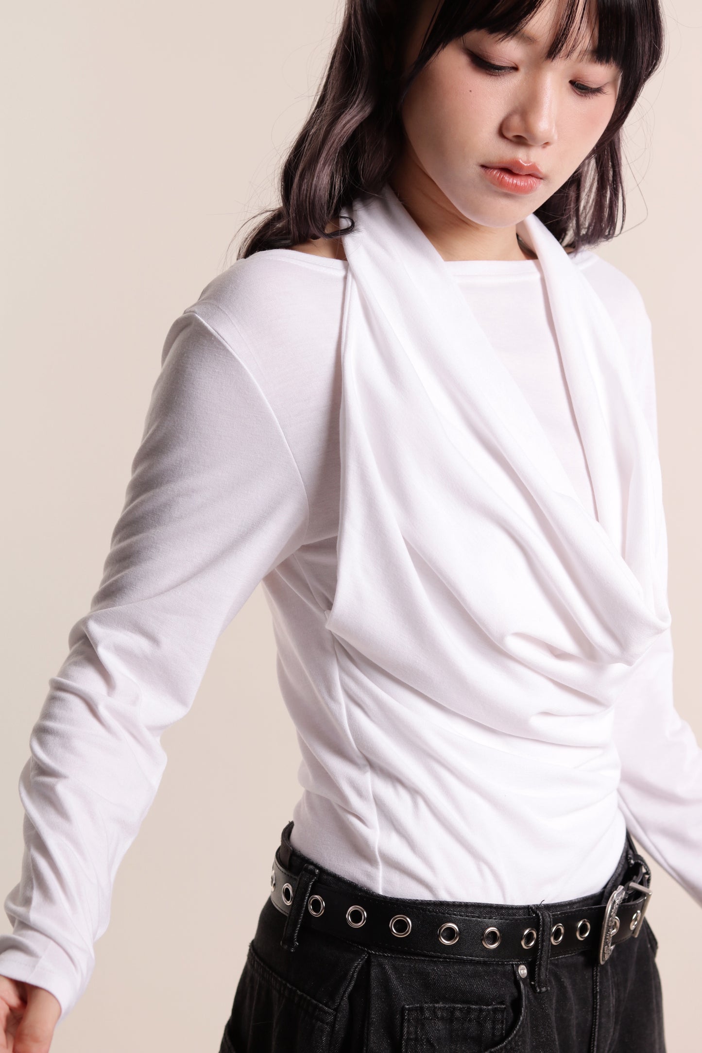 Grace Layered Drape Top (White)