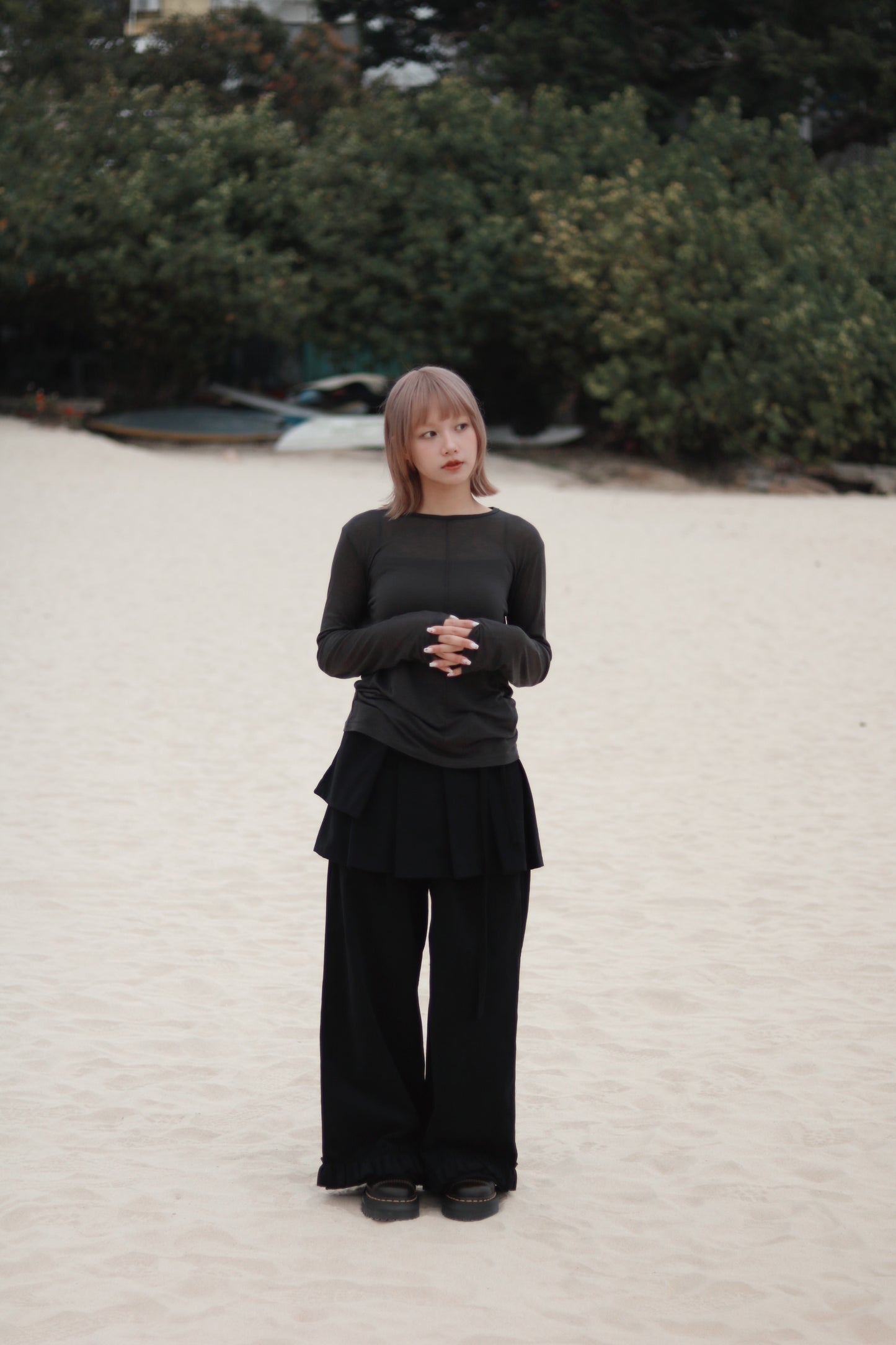 Layered Ruffle Pants (Black)