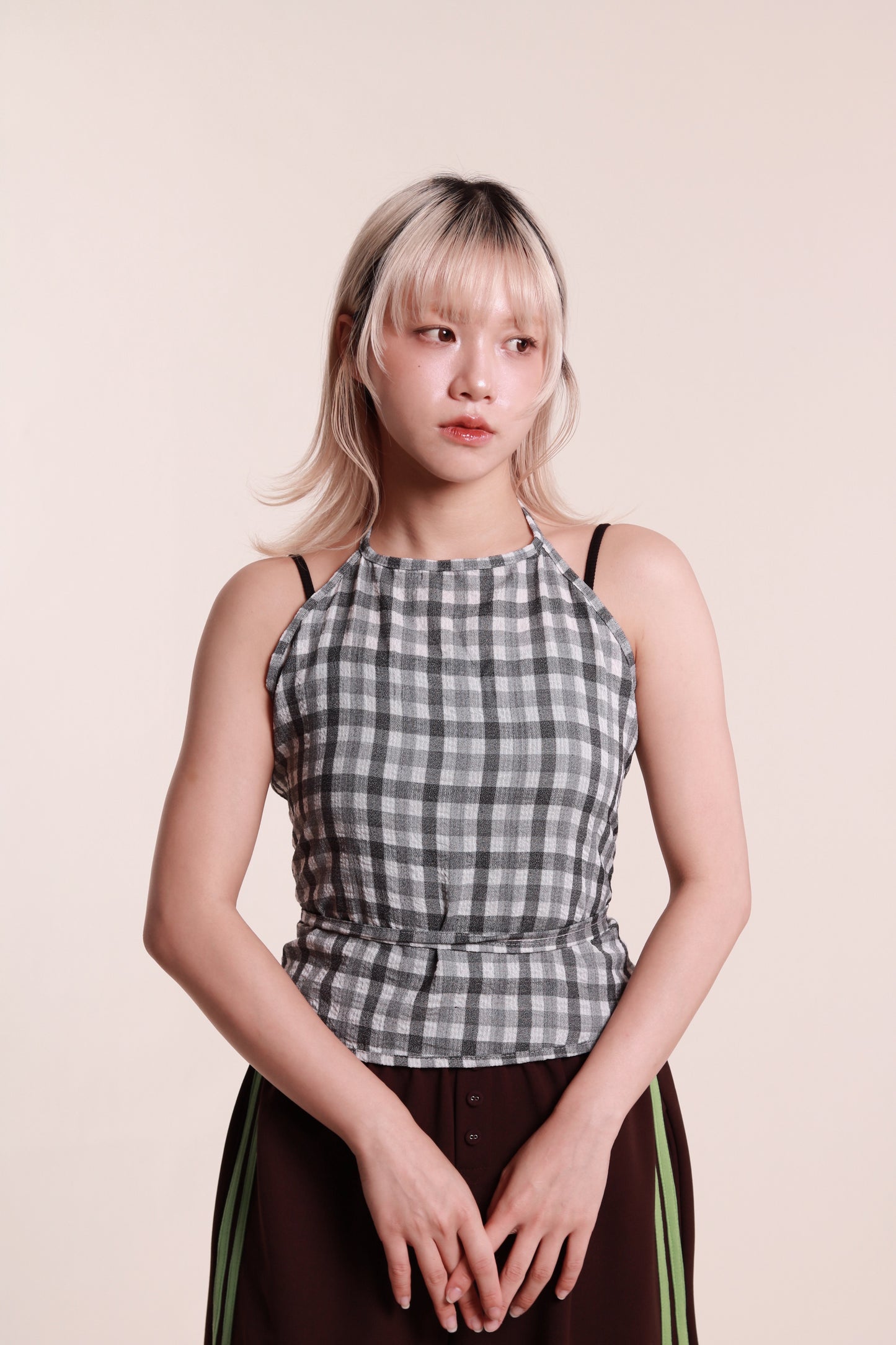 Checkered Halter Top (Black)
